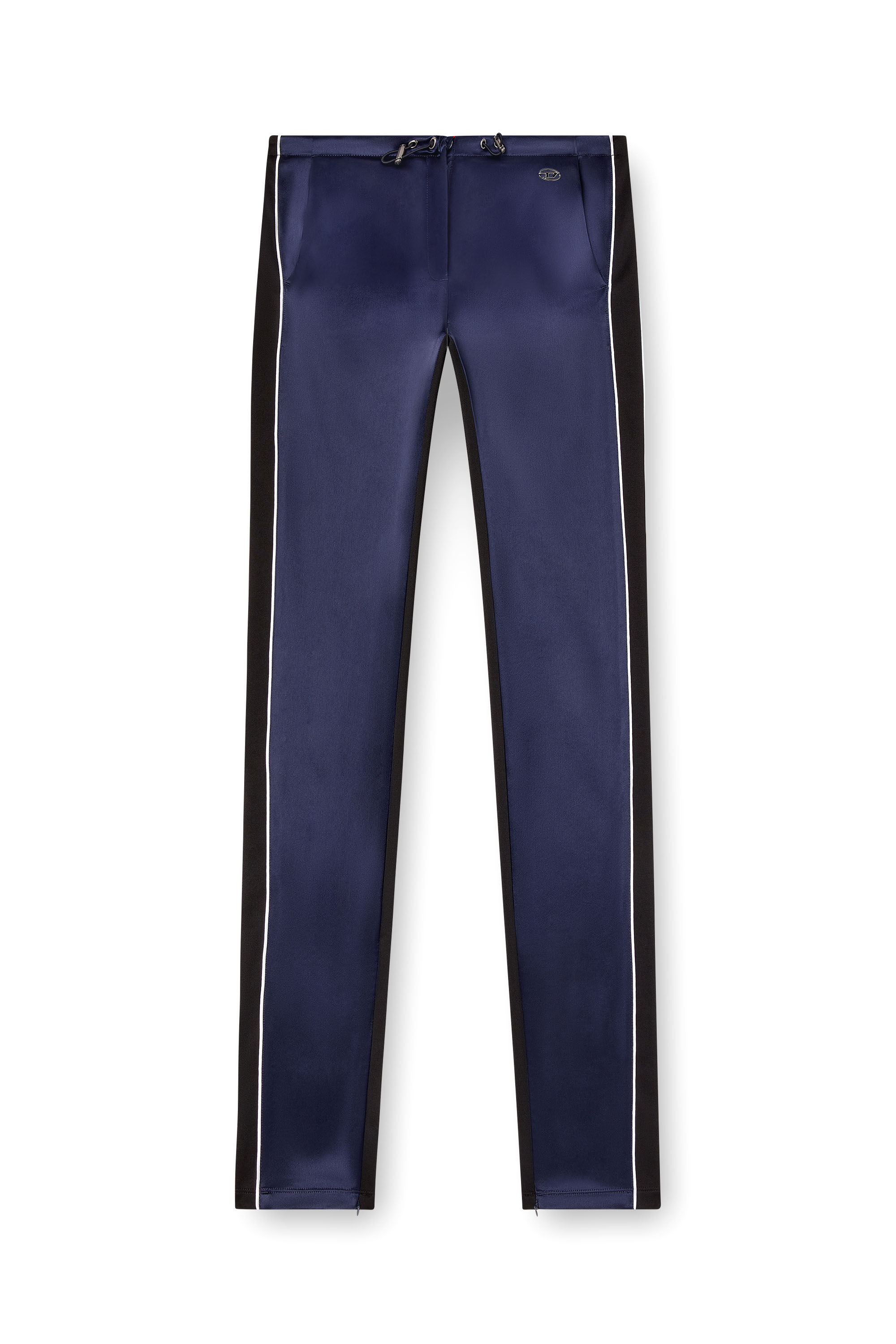 Diesel - P-ROUD, Damen Trackhose aus Strick und Satin mit Paspelierung in Blau - 2