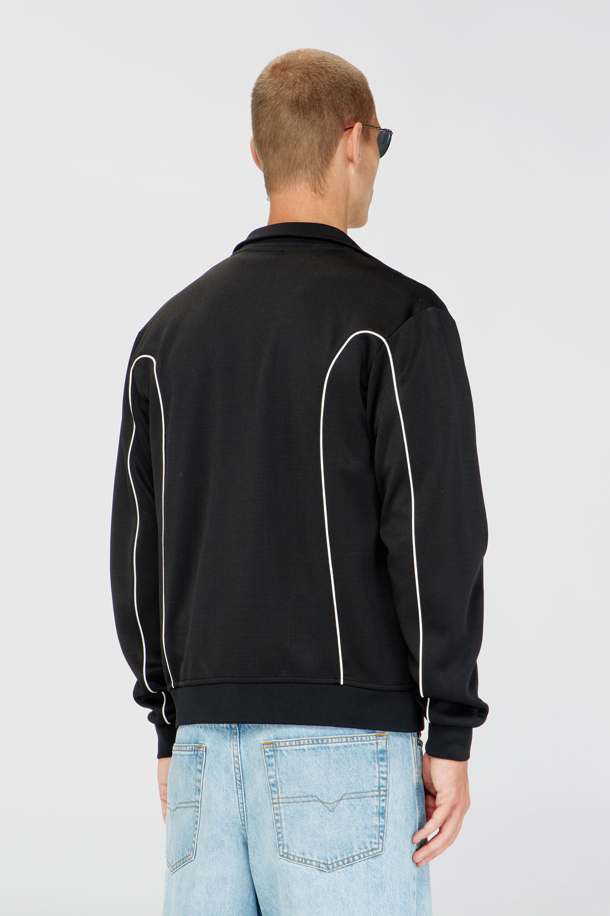 Diesel - S-LOCKING-DO, Herren Sweatjacke aus Sweatstoff mit kontrastierenden Paspeln in Schwarz - 4