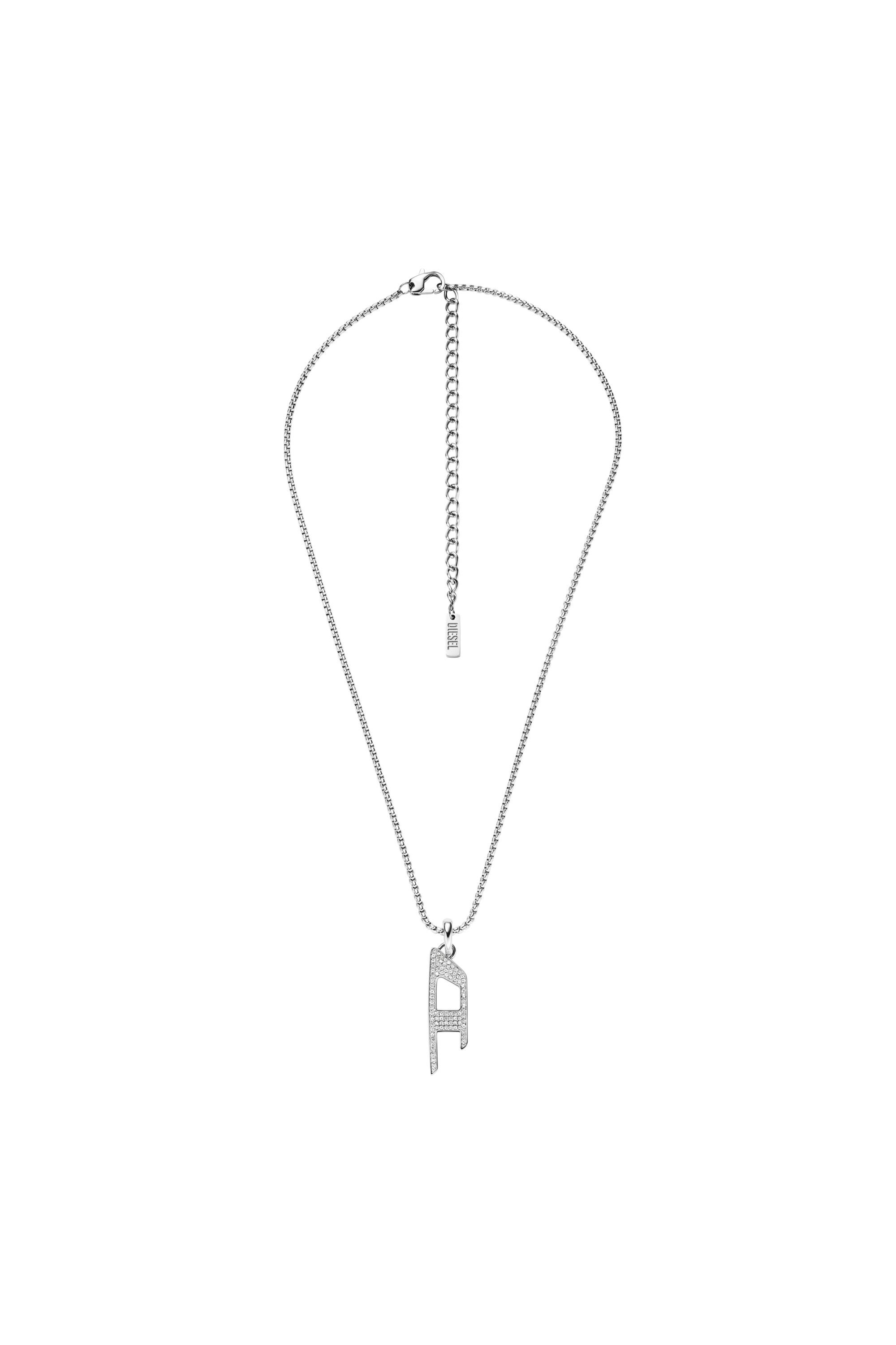 Diesel - DX1624040 JEWELLERY, Unisex Halskette mit Glitzeranhänger aus Edelstahl in Silber - 1