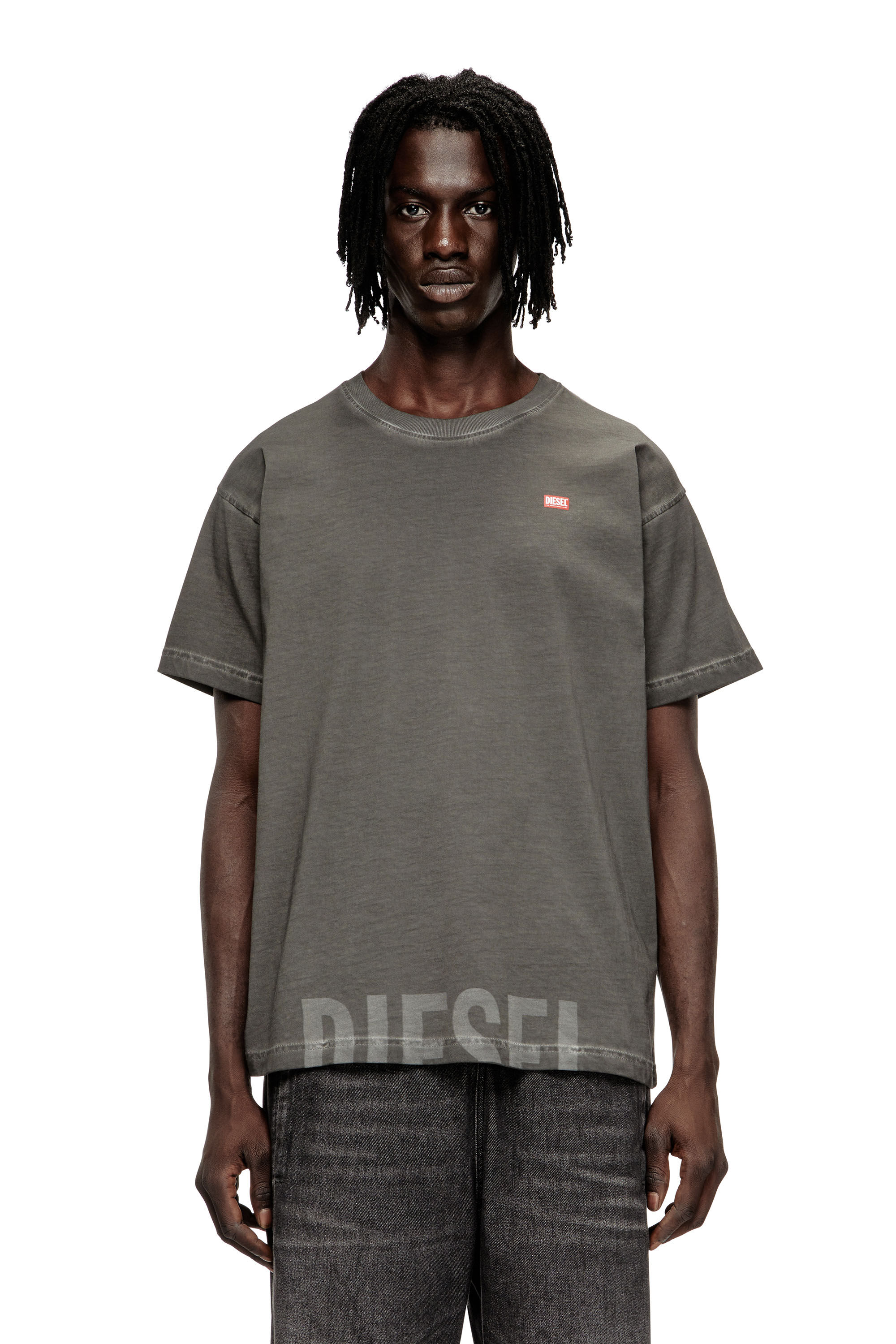 Diesel - T-NORM-T7, Herren T-Shirt aus Baumwolle mit Rundhalsausschnitt und Druck in Grau - 3