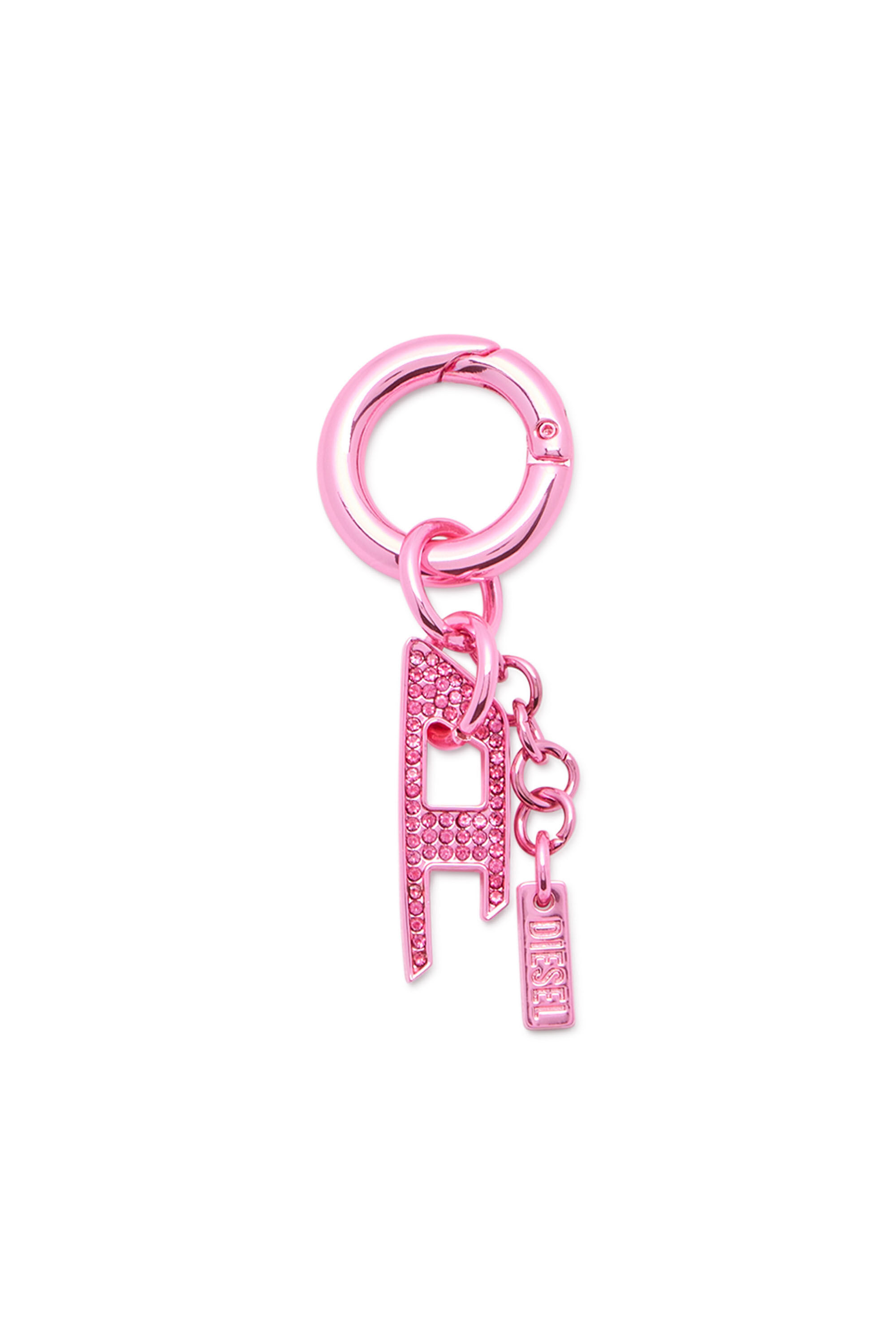 Diesel - CHARM-D, Unisex Metallschl&uuml;sselanh&auml;nger mit D-Anh&auml;nger aus Strass in Rosa - 1