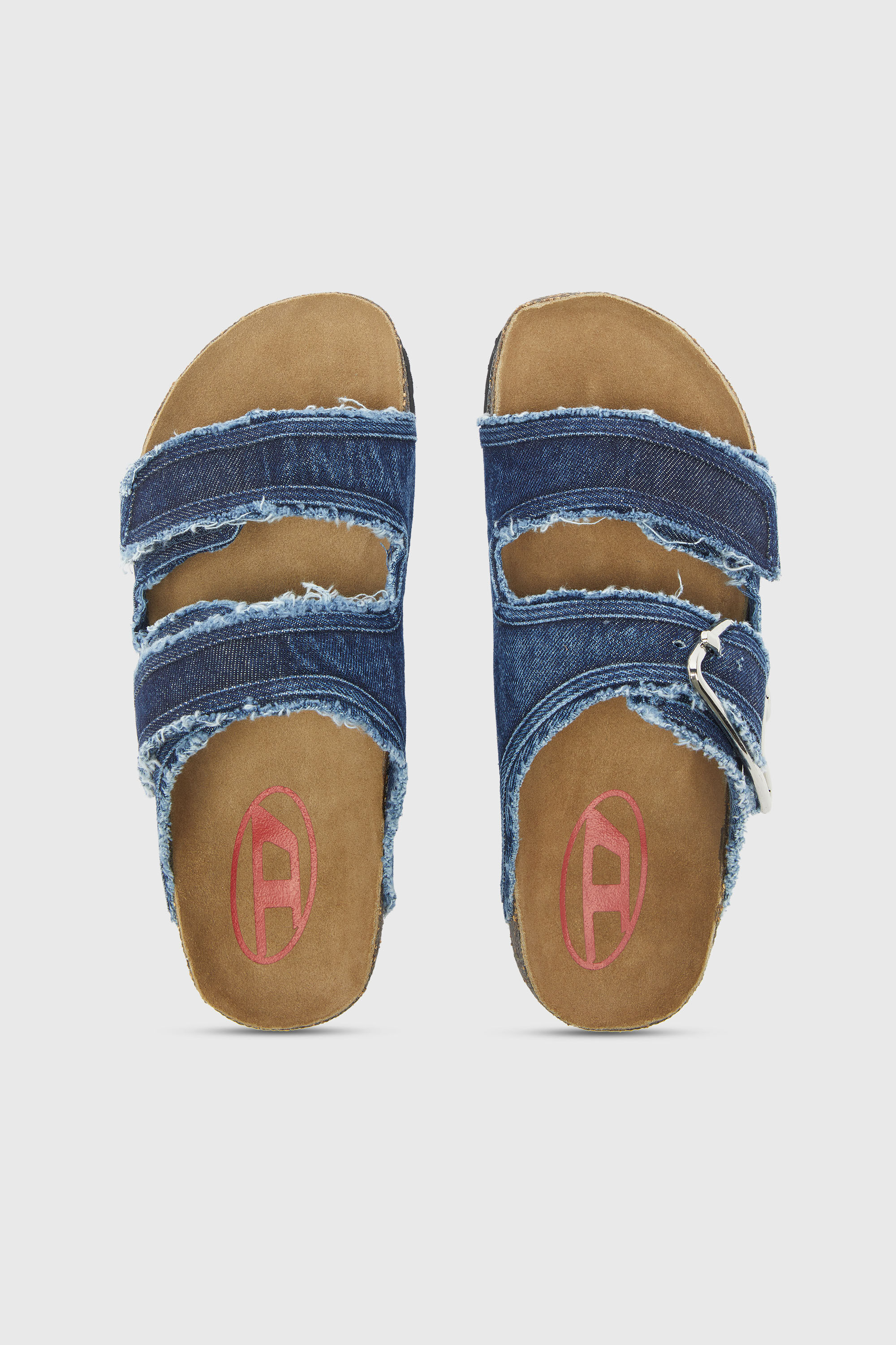 Diesel - D-WOODSTOCK D SANDAL W, Damen D-Woodstock - Sandale mit ausgefransten denim-riemen in Mittelblau - 4