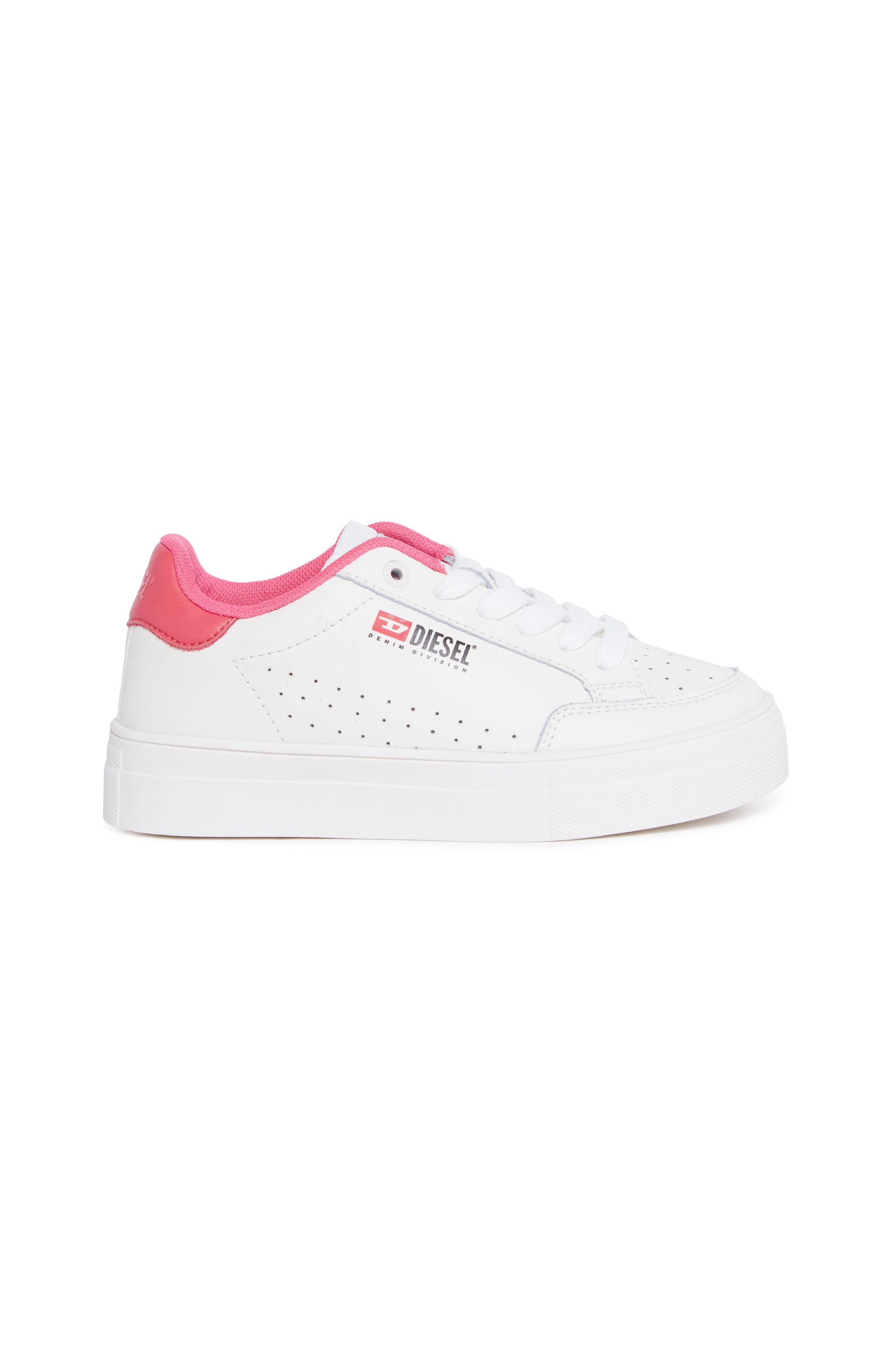 Diesel - S-VANEELA VTG, Unisex Sneakers aus perforiertem Leder in Weiss/Rosa - 1