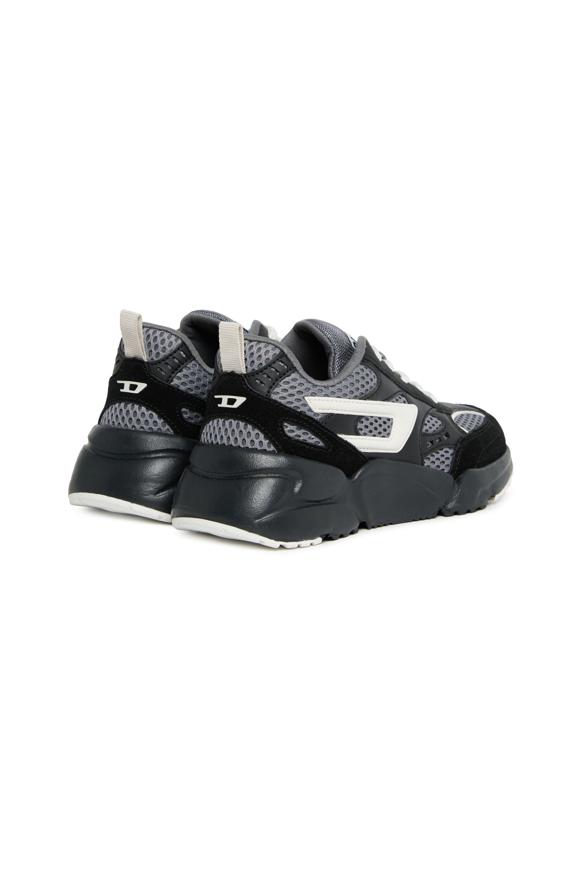 Diesel - S-MILLENIUM SPORT LC, Unisex Sneakers aus Mesh, Veloursleder und PU in Schwarz/Weiss - 3