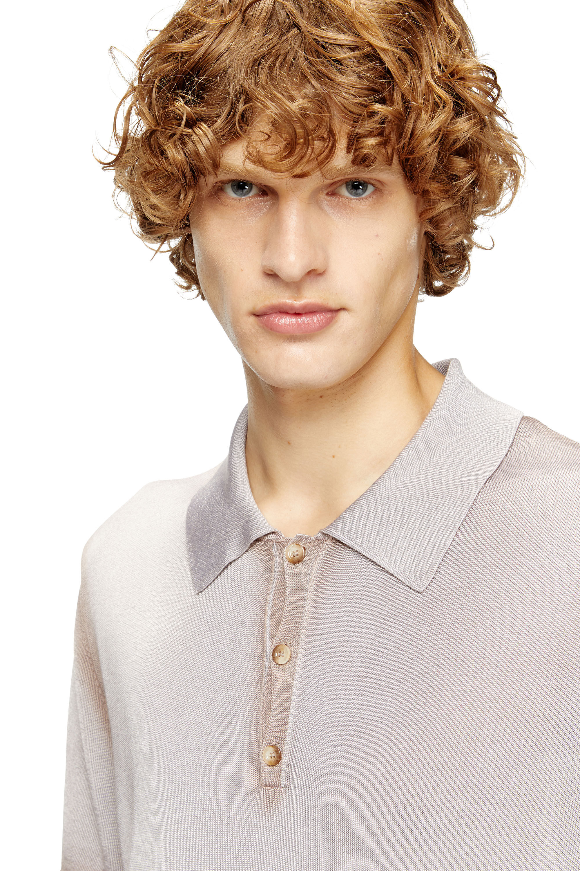 Diesel - K-VIRTO, Herren Gestricktes Polo-Hemd mit Dégradé-Effekt in Beige - 3