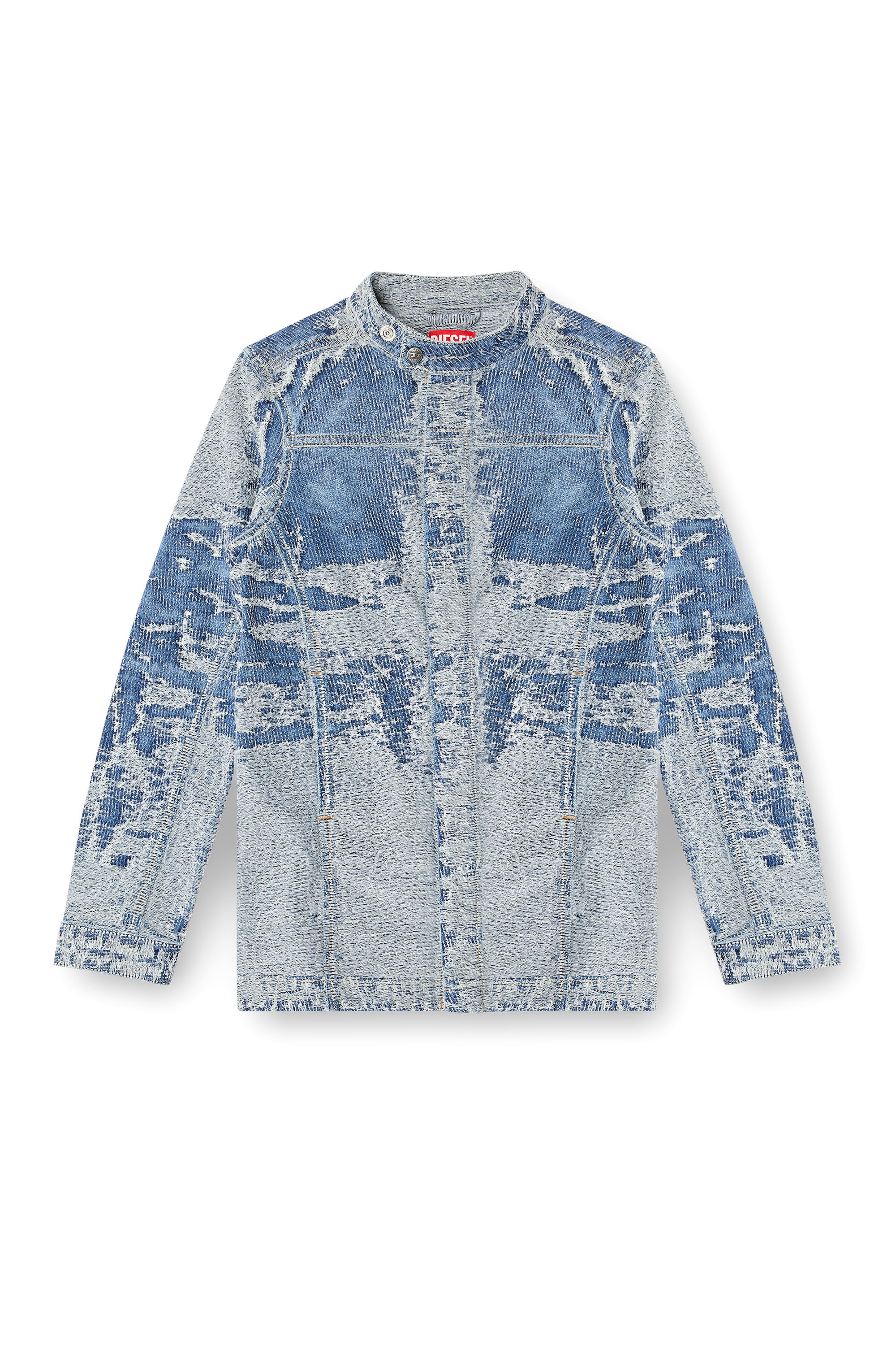 Diesel - DE-MOR-S1, Damen Jacke aus vielgetragenem Jacquard-Denim in Mittelblau - 2