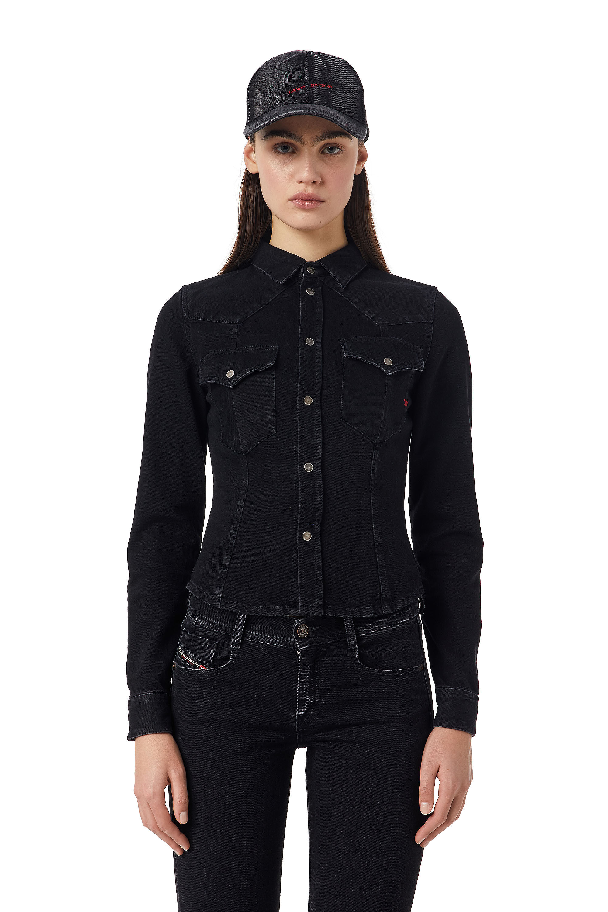 Diesel - DE-RIN WESTERN SHIRT, Schwarz/Dunkelgrau - Image 3