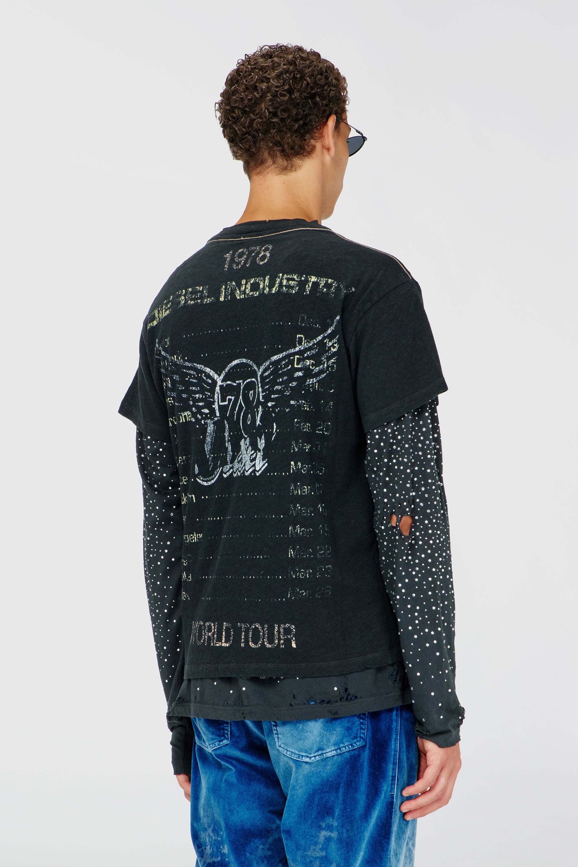 Diesel - T-GERIO-A, Herren T-Shirt aus Baumwolle-Hanf mit Konzertgrafik in Schwarz - 4