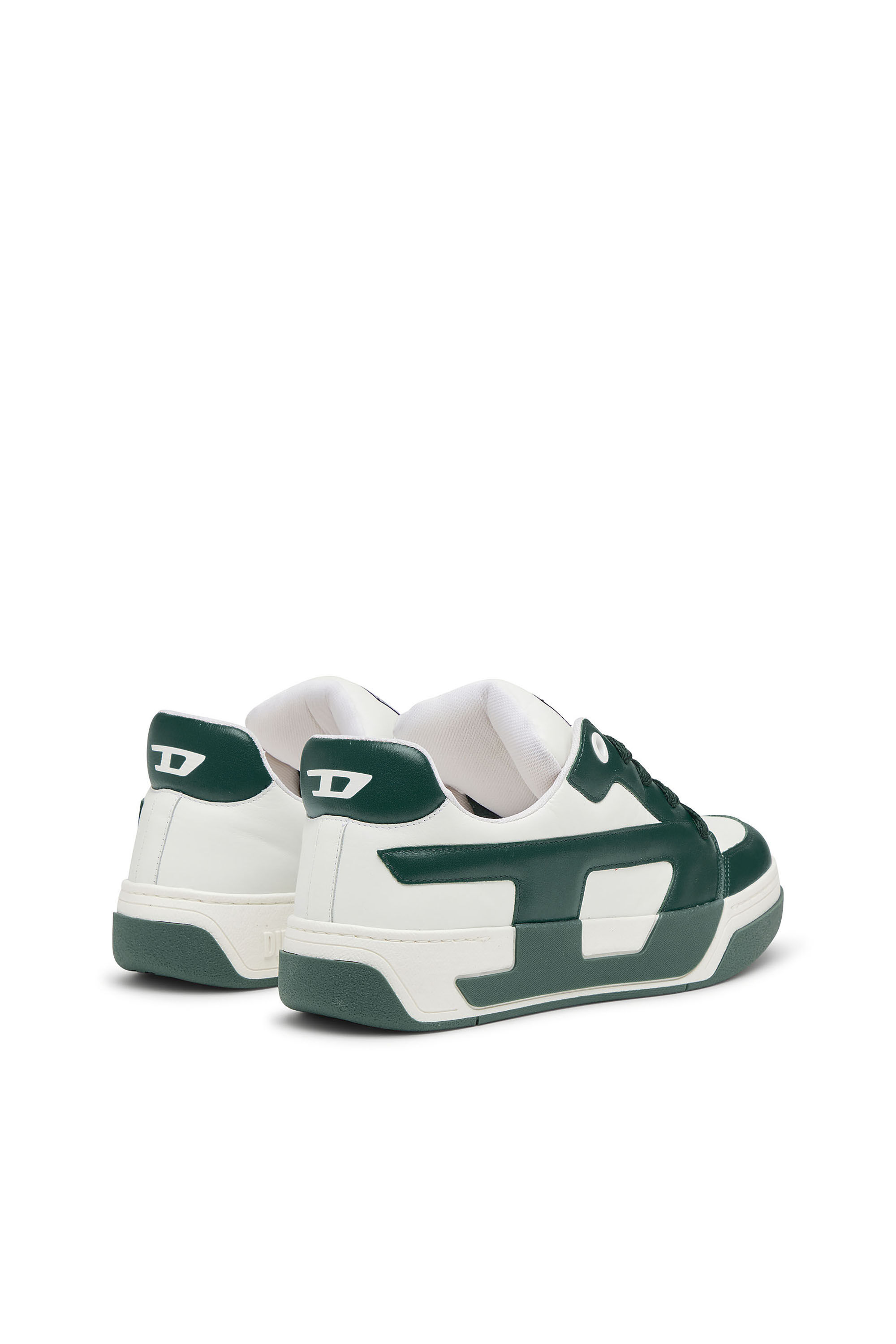 Diesel - S-D-OLLIE LOW, Herren D-Ollie-Sneakers aus Leder im Colour-Block-Design in Wei&szlig;/Gr&uuml;n - 3