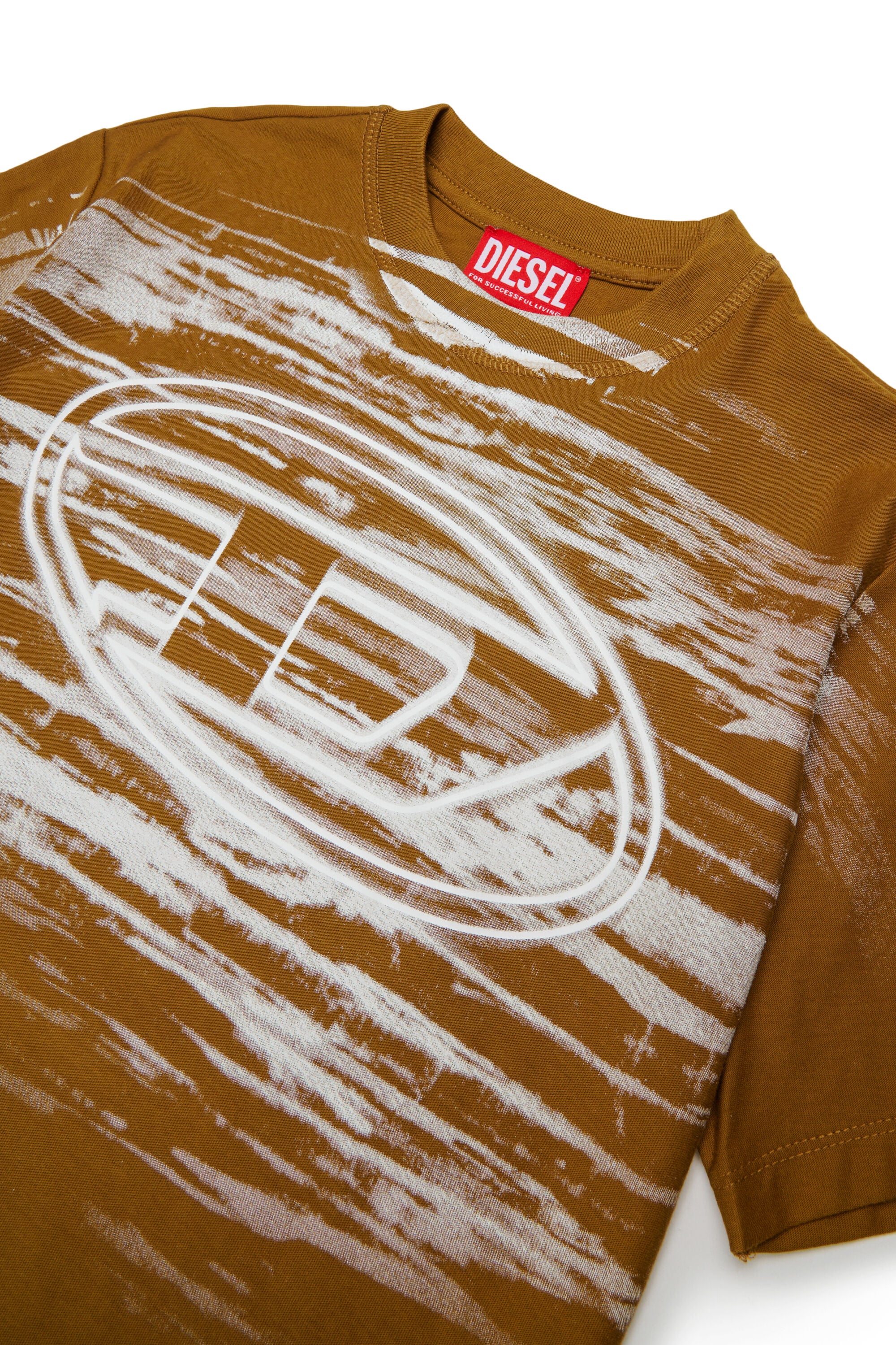 Diesel - TFRIT OVER, Herren T-shirt mit Oval D Logo und Streifeneffekt in Braun - 3