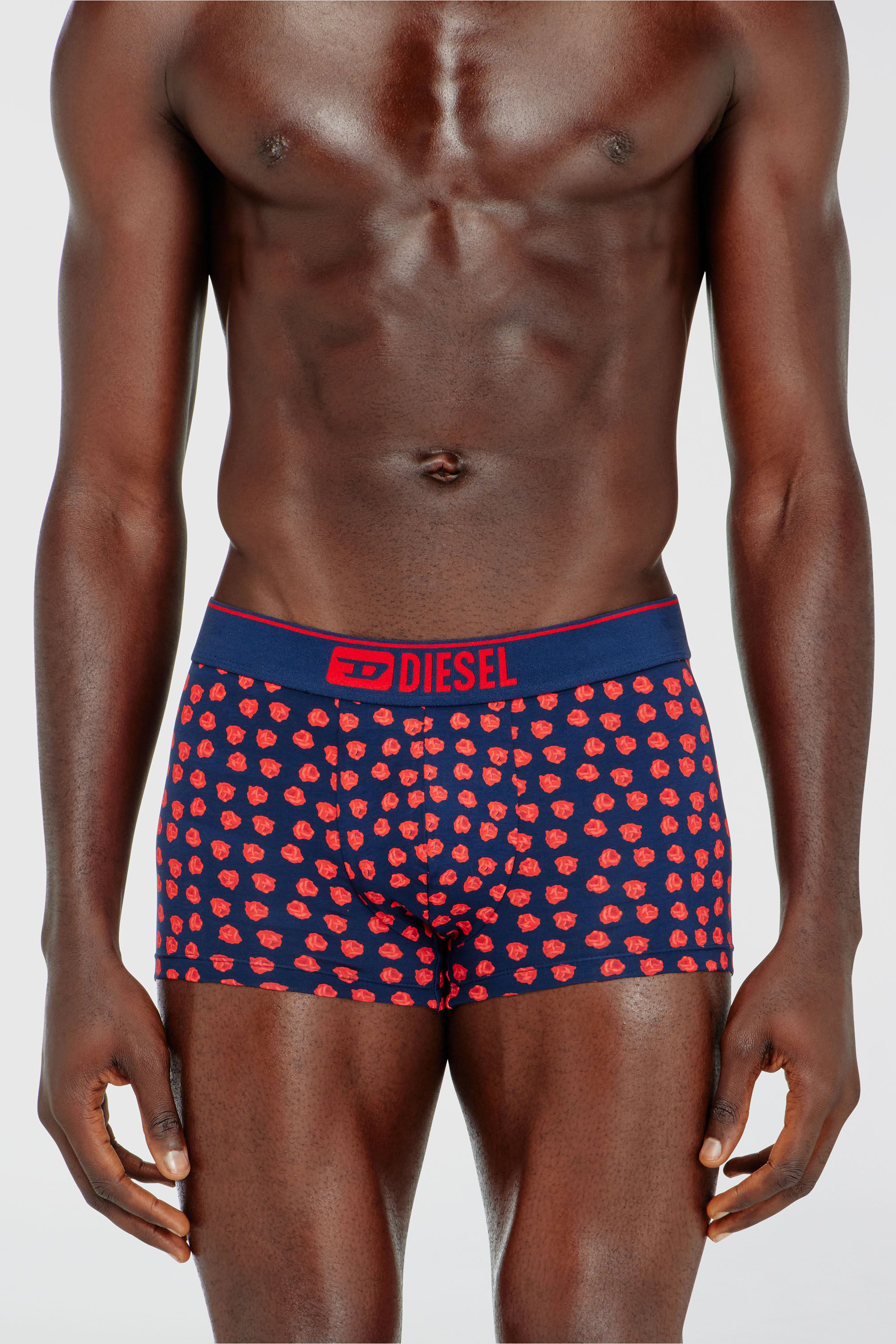 Diesel - DAMIEN-D-BOX-3PACK, Herren Dreierpack Boxershorts mit Rosenmuster in Rot/Blau - 2