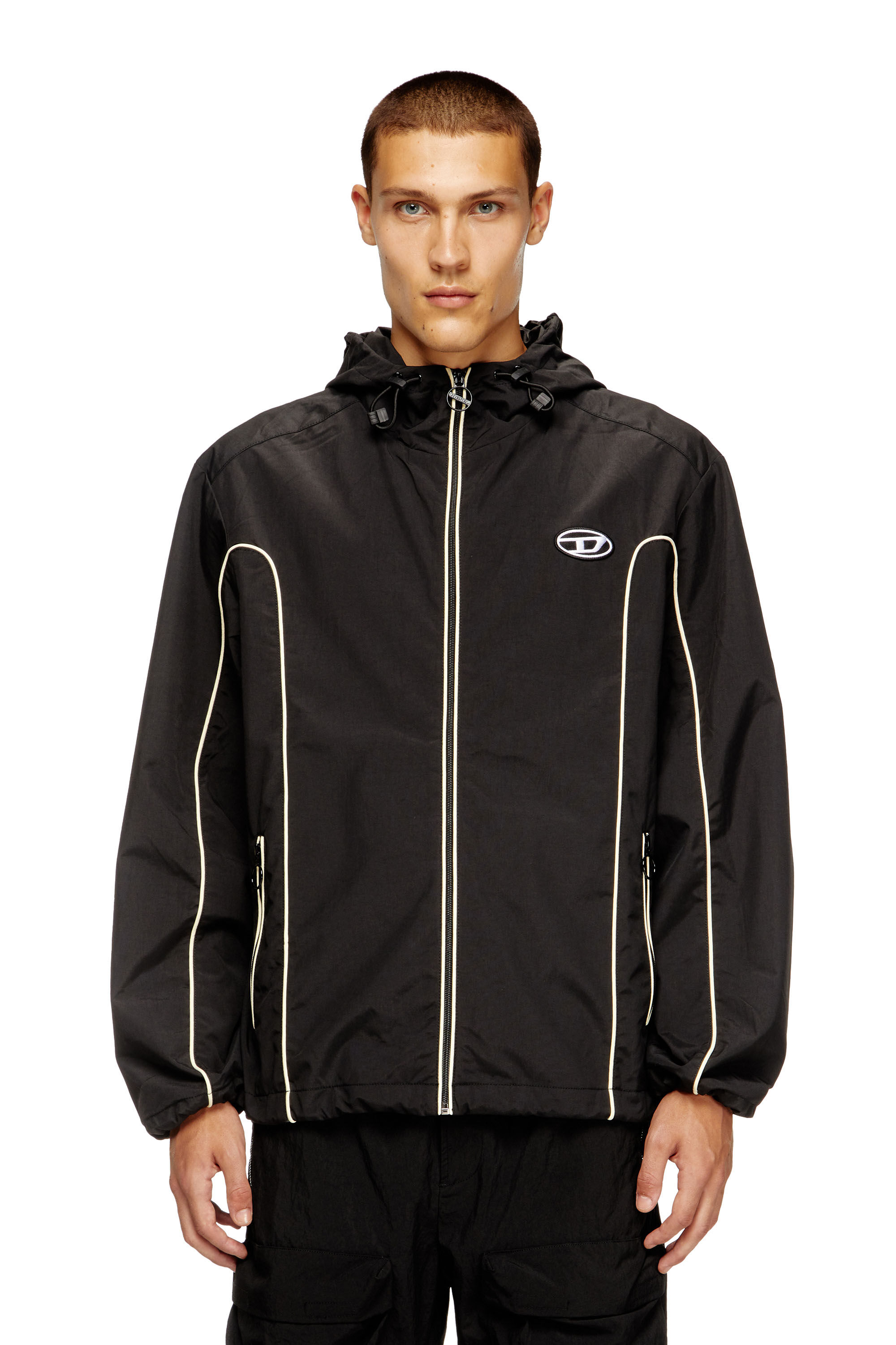 Diesel - J-HIVES, Herren Windjacke mit Kontrastpaspelierung in Schwarz - 3