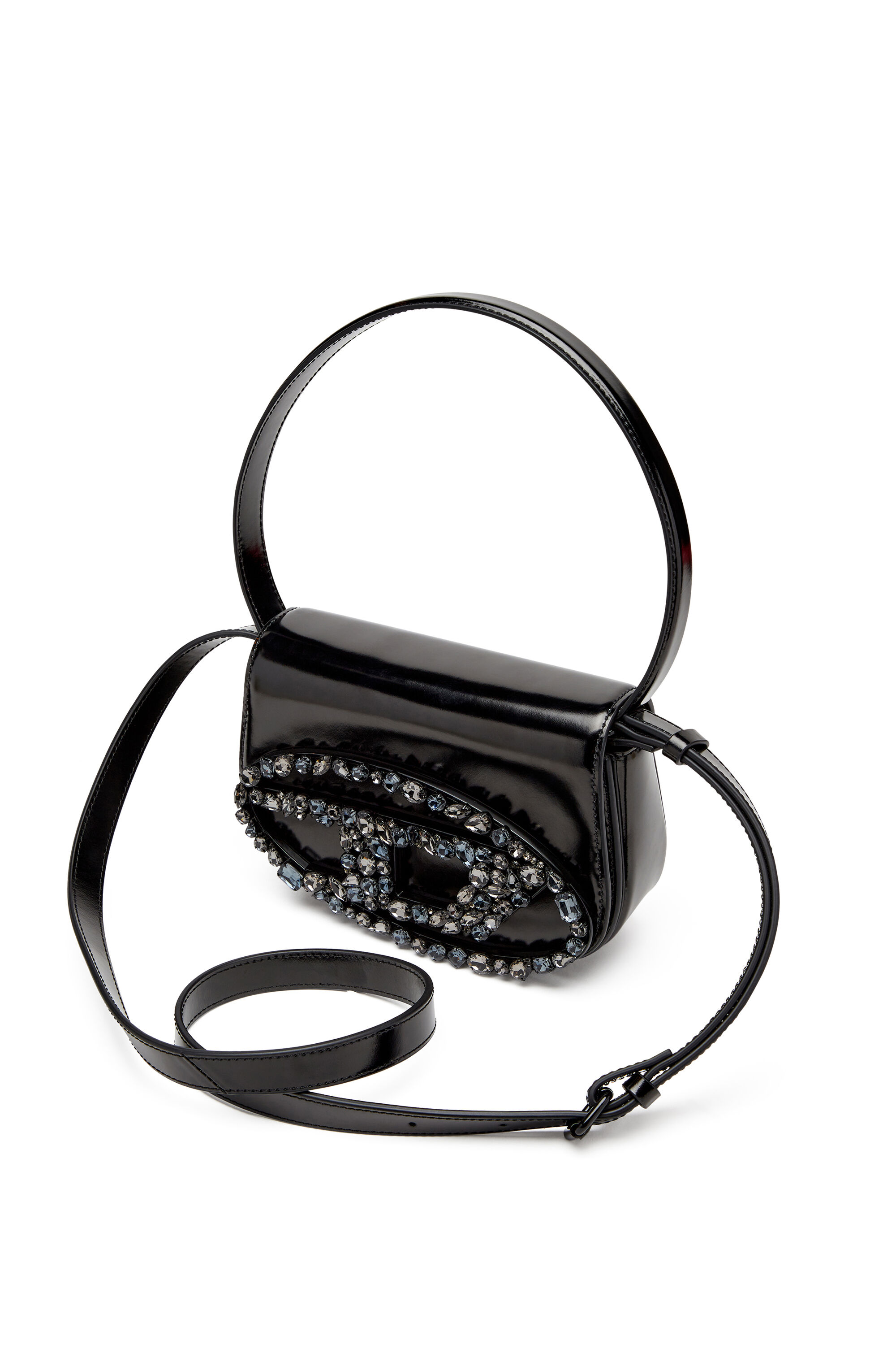 Diesel - 1DR, Damen 1DR-Ikonische Schultertasche aus verspiegeltem Leder in Schwarz - 2