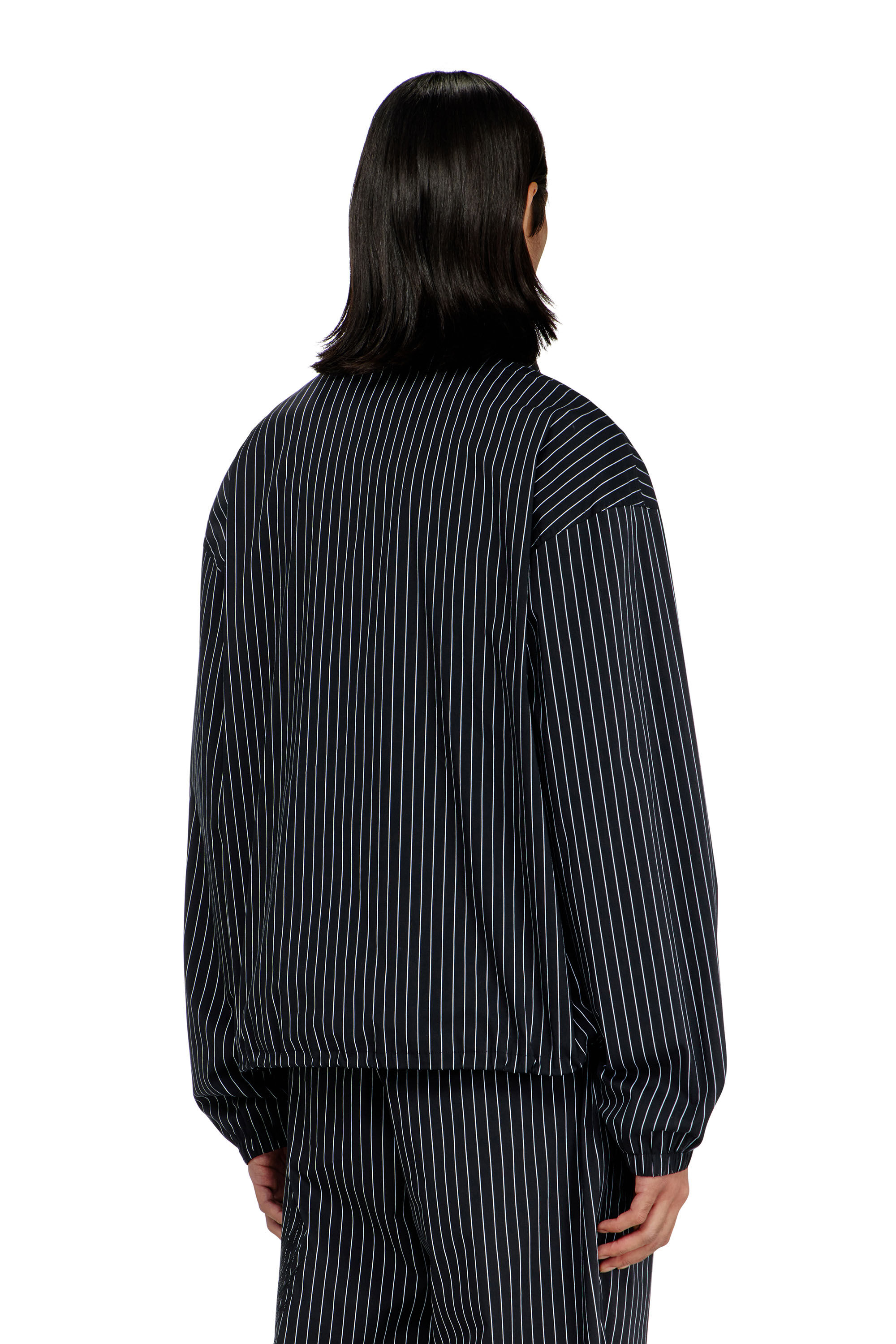 Diesel - J-CORSAR-NJCA, Herren Nylon-Pinstripe-Jacke mit Phoenix-Stickerei in Schwarz - 4