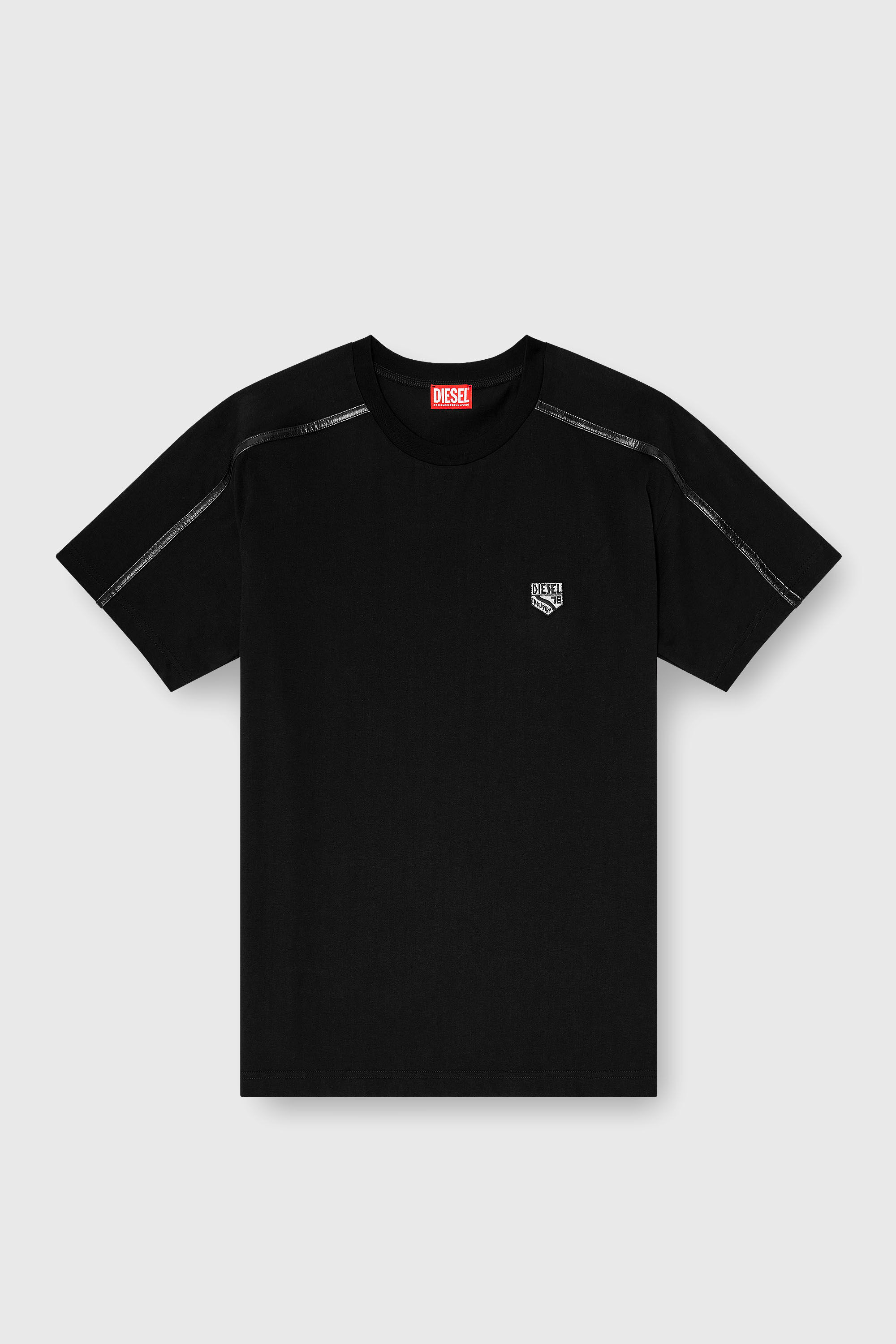 Diesel - T-NORM-FL, Herren T-shirt mit Kontrastabschl&uuml;ssen und Logo patch in Schwarz - 2