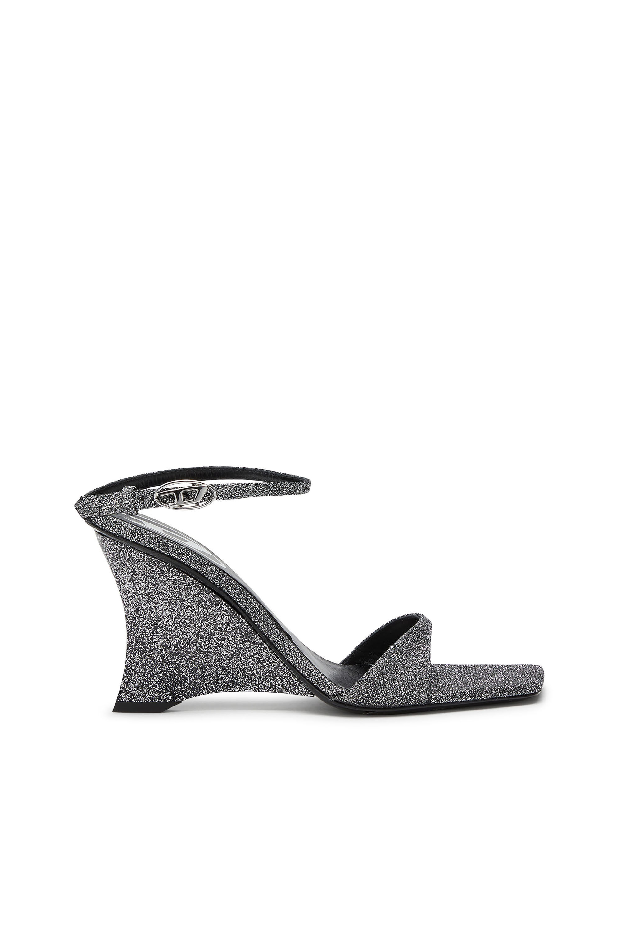 Diesel - D-AMBER SANDAL WEDGE, Damen D-Amber-Wedge Sandalen aus Lurexstoff in Silber - 1