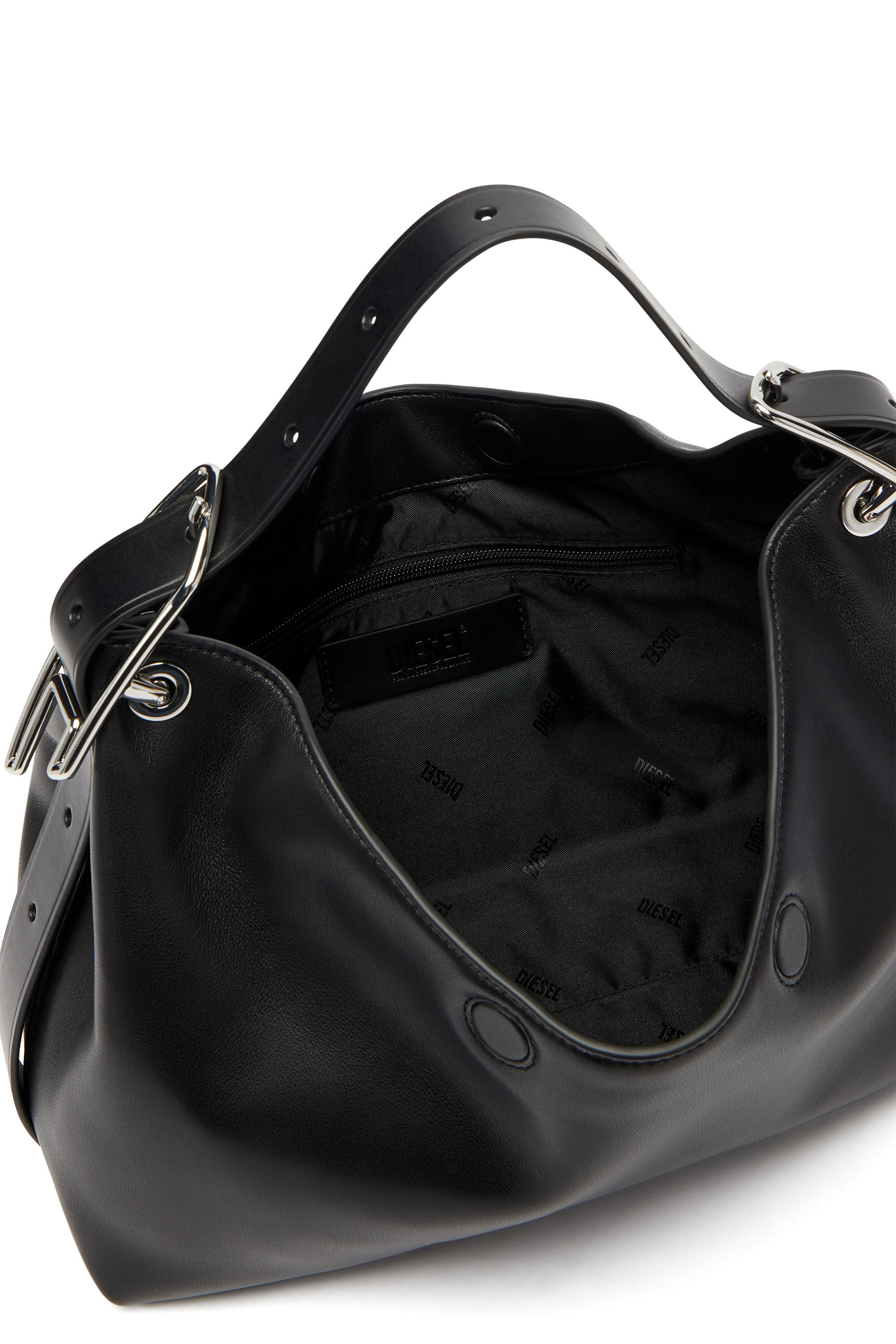 Diesel - D-LINE HOBO S, Damen D-Line-Leder-Schultertasche in Schwarz - 4
