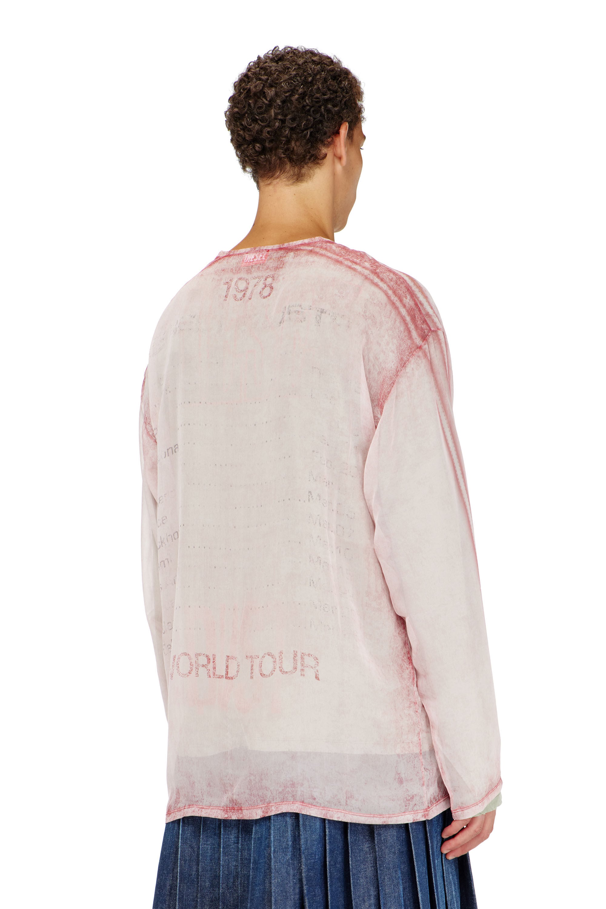 Diesel - T-DOUBLEX-LS, Herren Transparentes Chiffon-Top mit Konzertgrafiken in null - 4