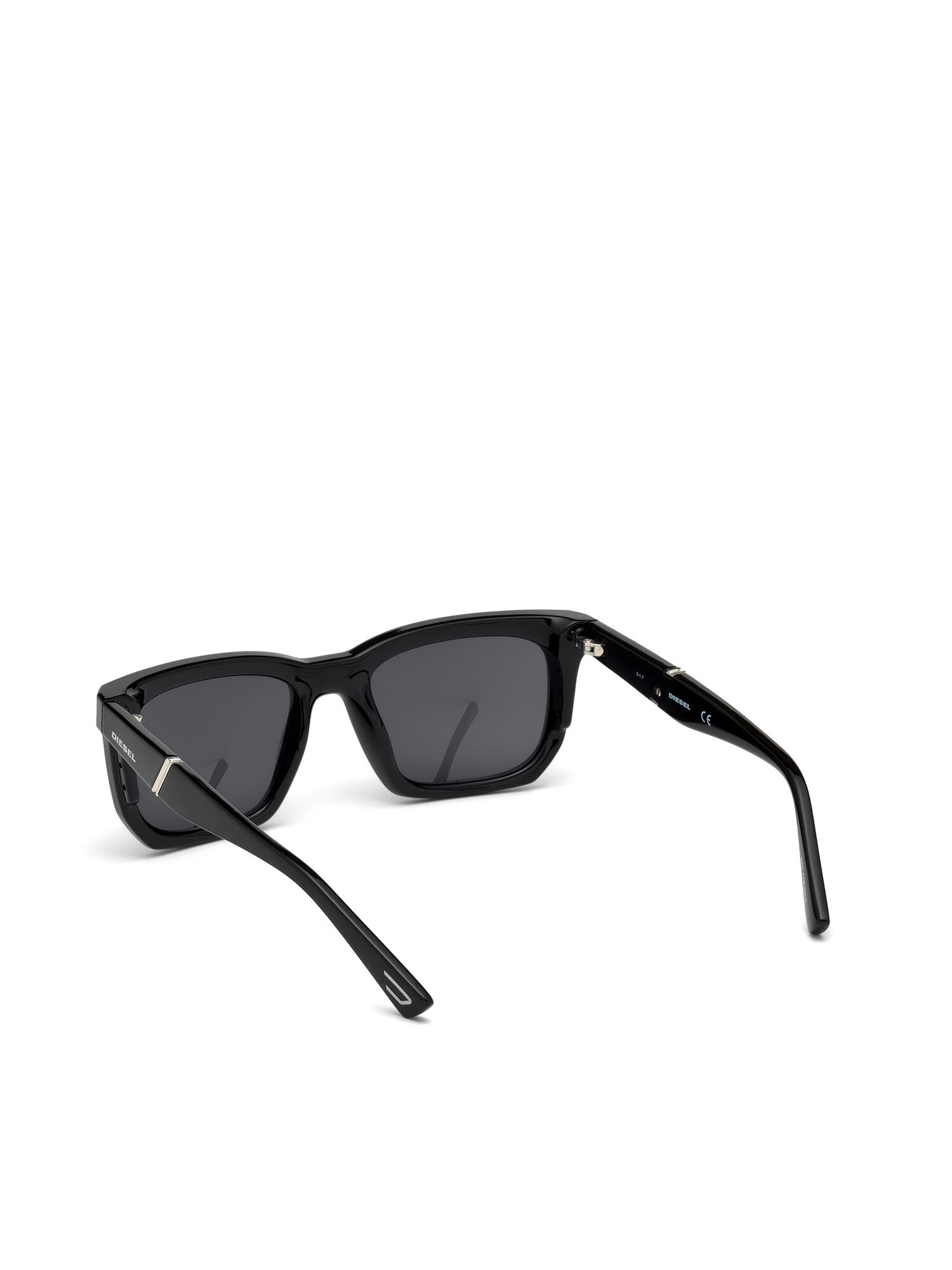 Diesel - DL0254, Herren Eckige Sonnenbrille mit schmaler Sonnenblende in Schwarz - 2