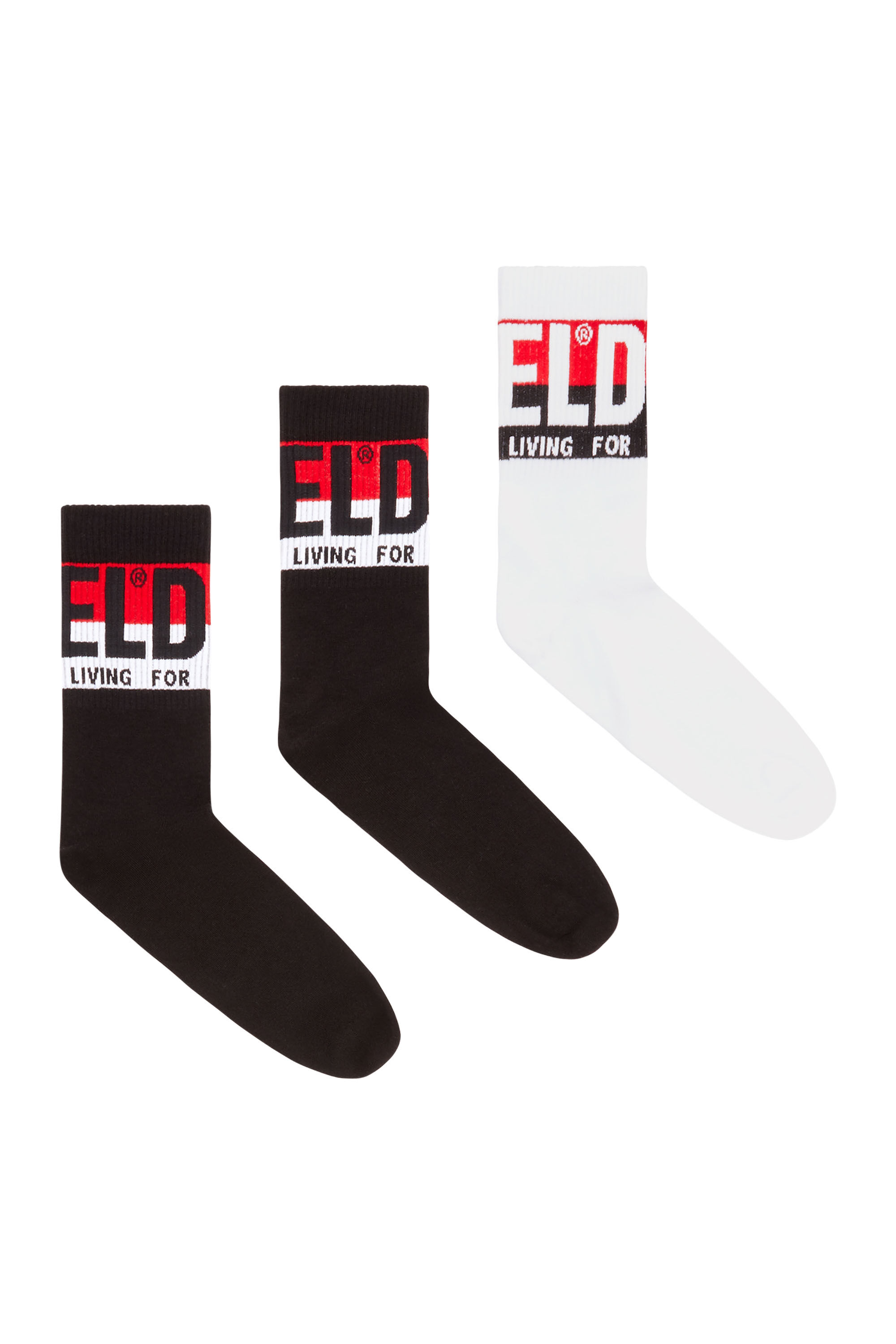 Diesel - SKM-RAY-THREEPACK, Herren Socken im Dreierpack mit Logo-Bündchen in null - 1