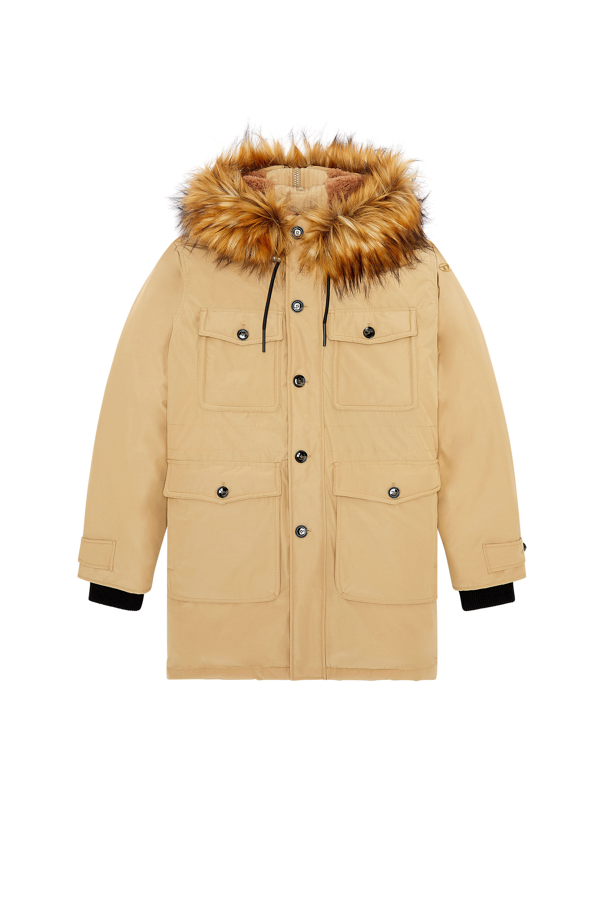Diesel - W-JORGY, Herren Wattierter Parka mit Flauschkante an der Kapuze in Hellbraun - 2
