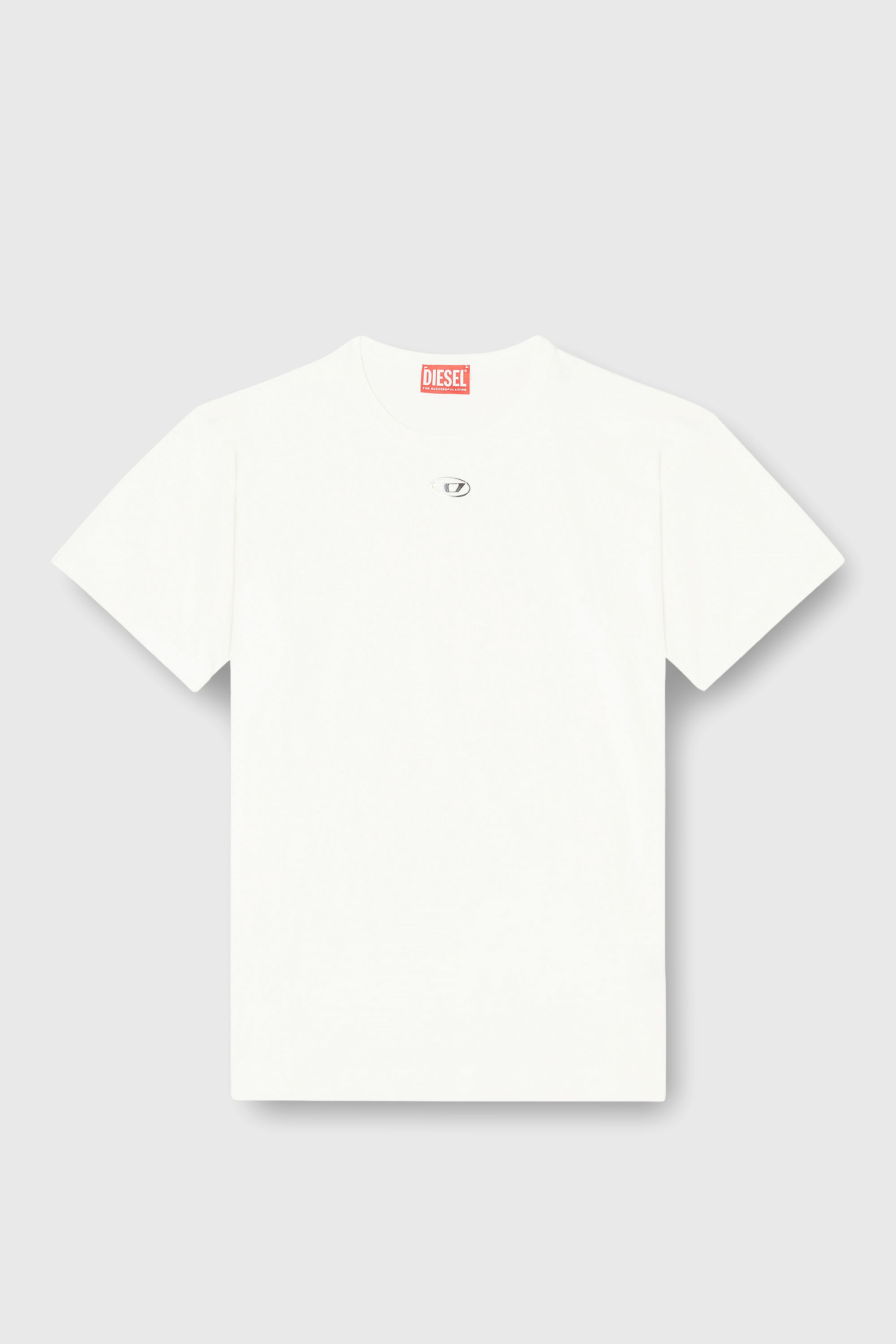 Diesel - T-NORMY-OD-S1, Damen Baumwoll-T-Shirt mit metallischem Oval D in Wei&szlig; - 2