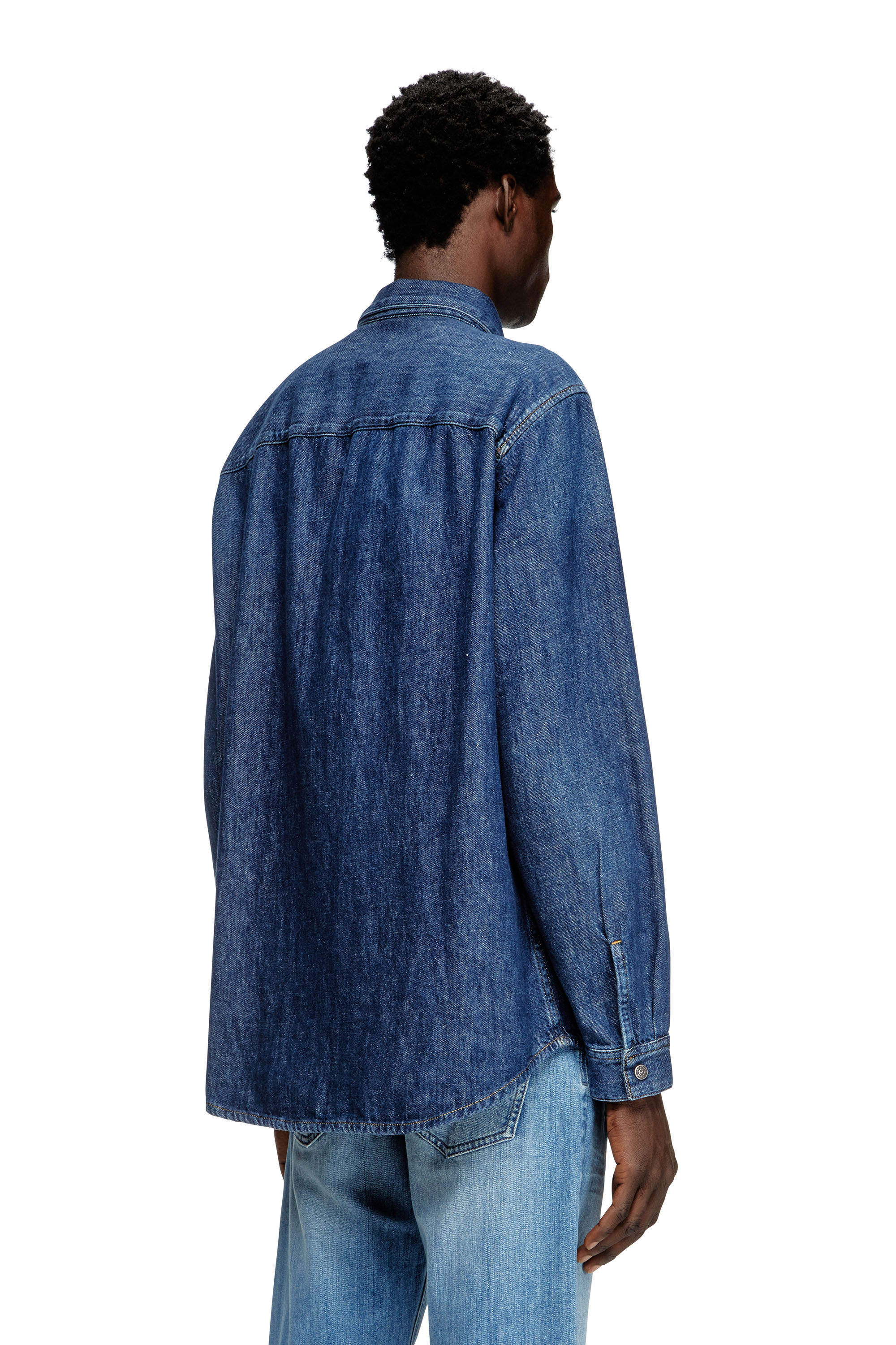 Diesel - D-SIMPLY, Herren Shirt aus Denim in Dunkelblau - 4