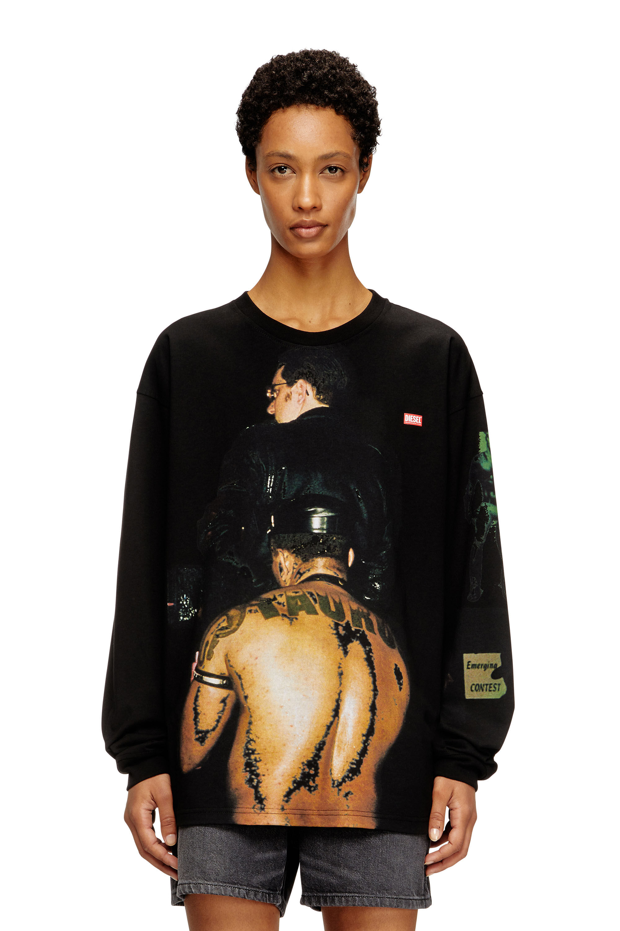 Diesel - PR-T-BOXT-LS-TOM25-1, Unisex Langarm-T-Shirt mit Grafik-Print in Schwarz - 5