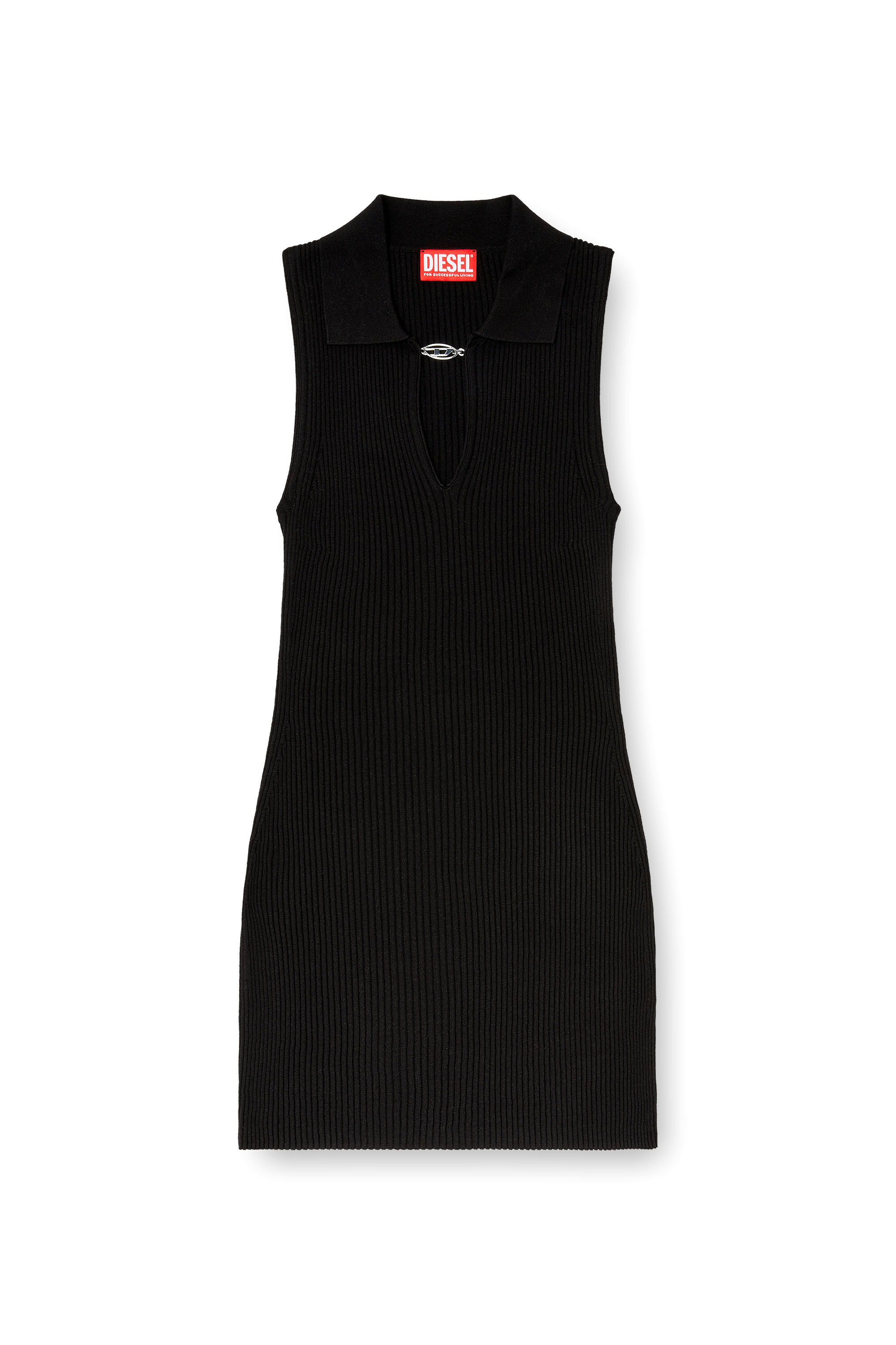 Diesel - M-LILMA, Damen Kurzes Polokleid aus Seidenmischung in Rippstrick in null - 2