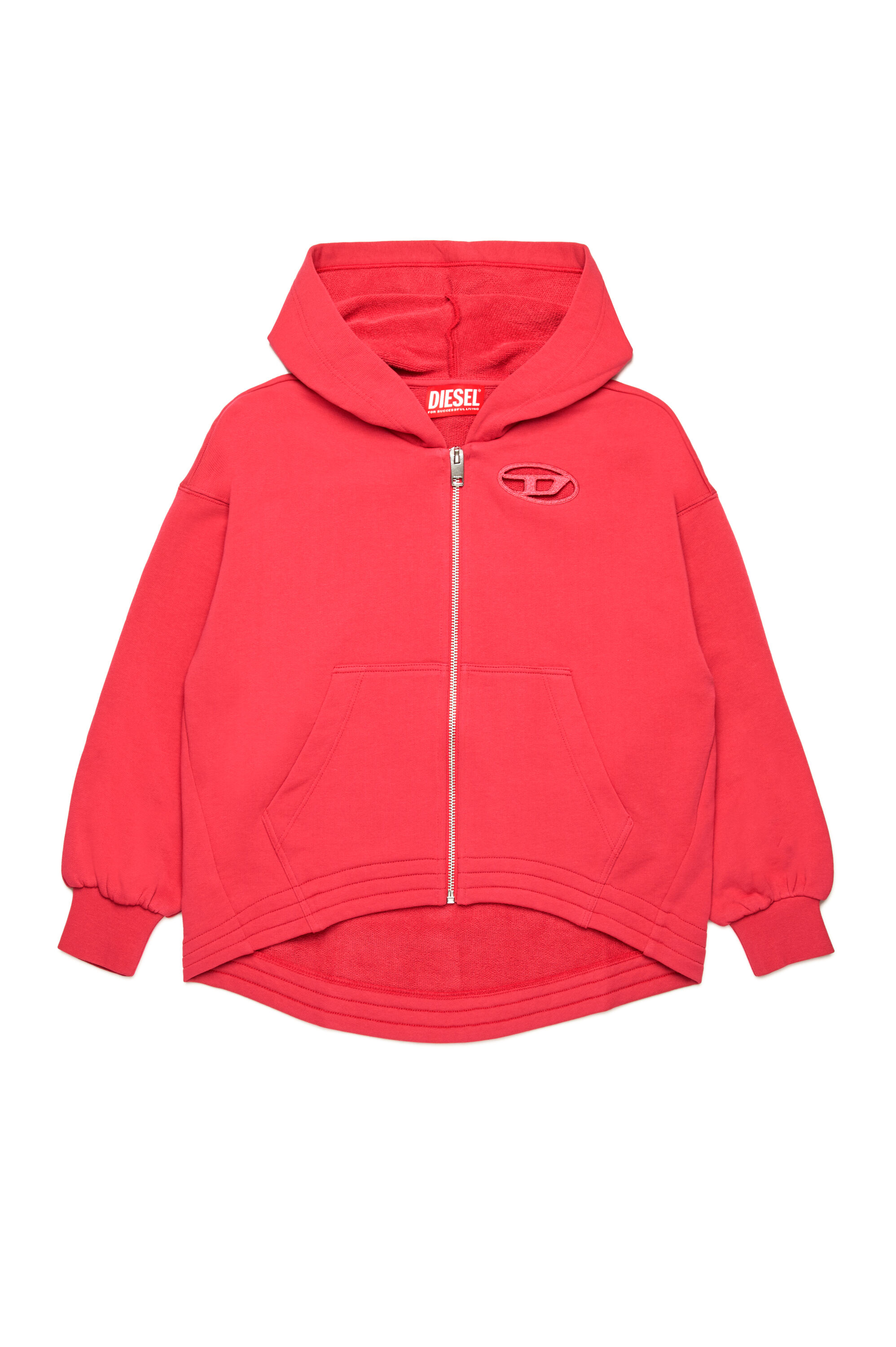 Diesel - SFPERU, Damen Kapuzenpullover mit Reißverschluss und Cutout-Oval D-Logo in Rosa - 1