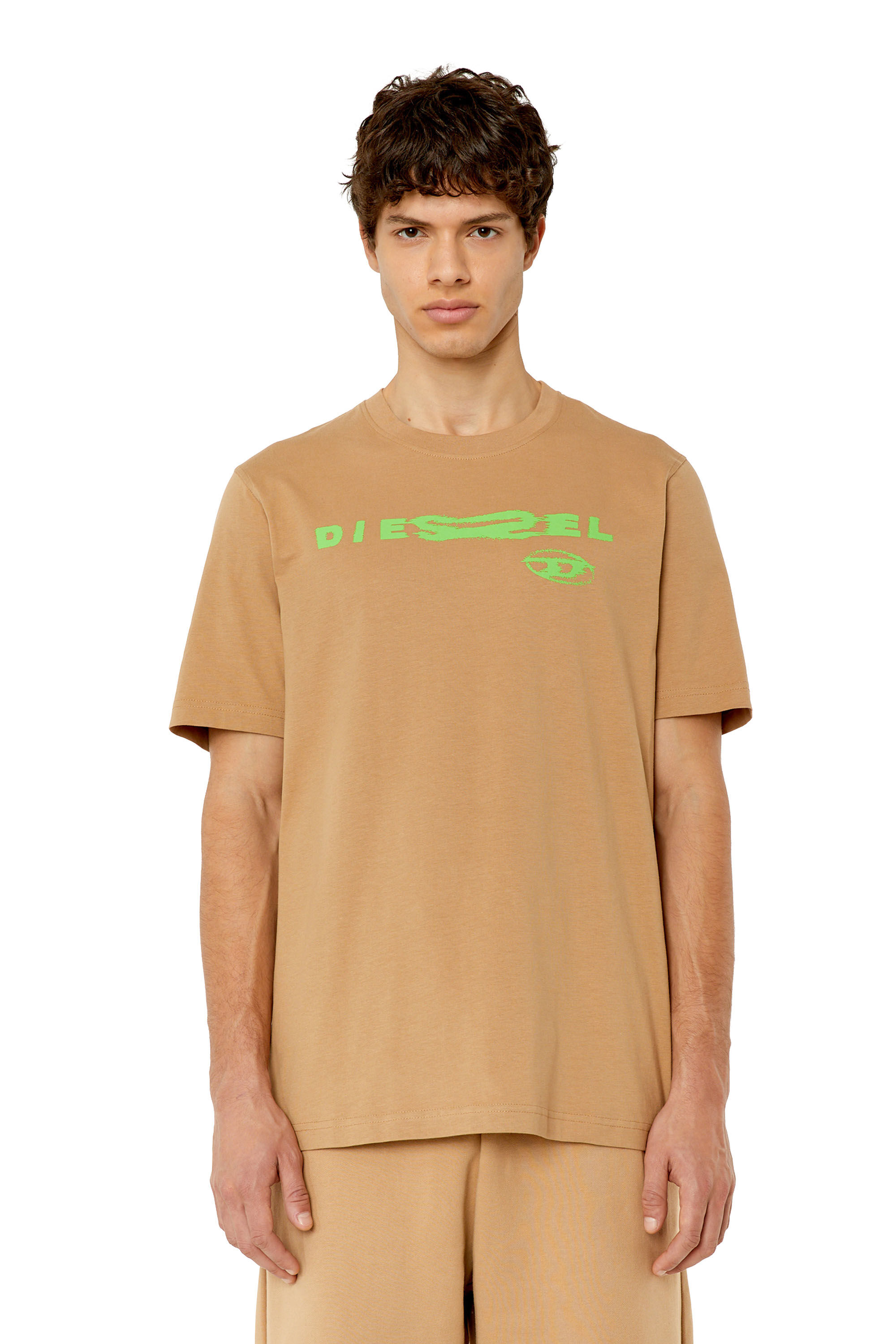 Diesel - T-JUST-G9, Herren T-Shirt mit verzerrtem Logo-Print in Beige - 3