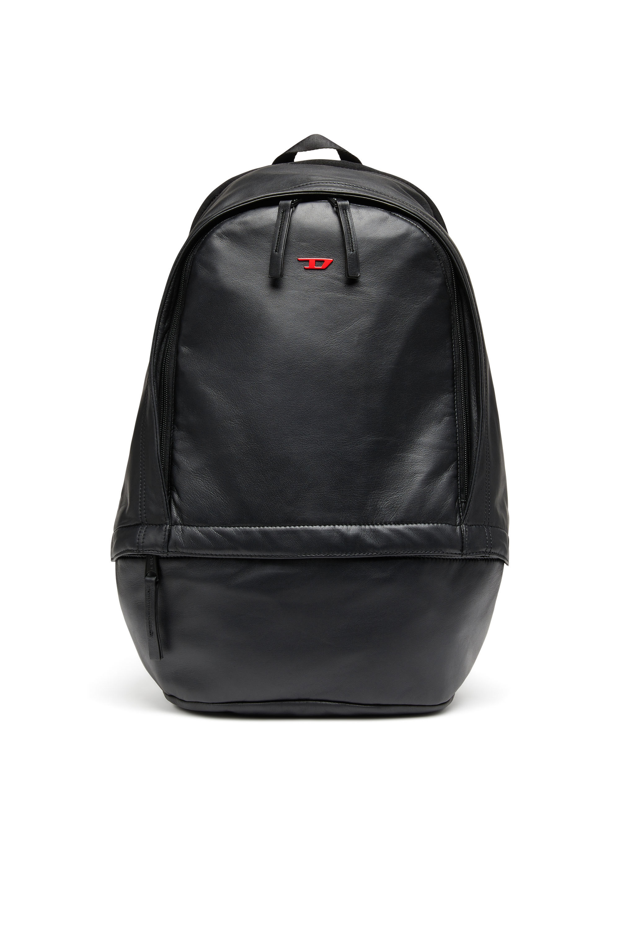 Herren Rave-Rucksack aus Leder mit D aus Metall | Schwarz | Diesel