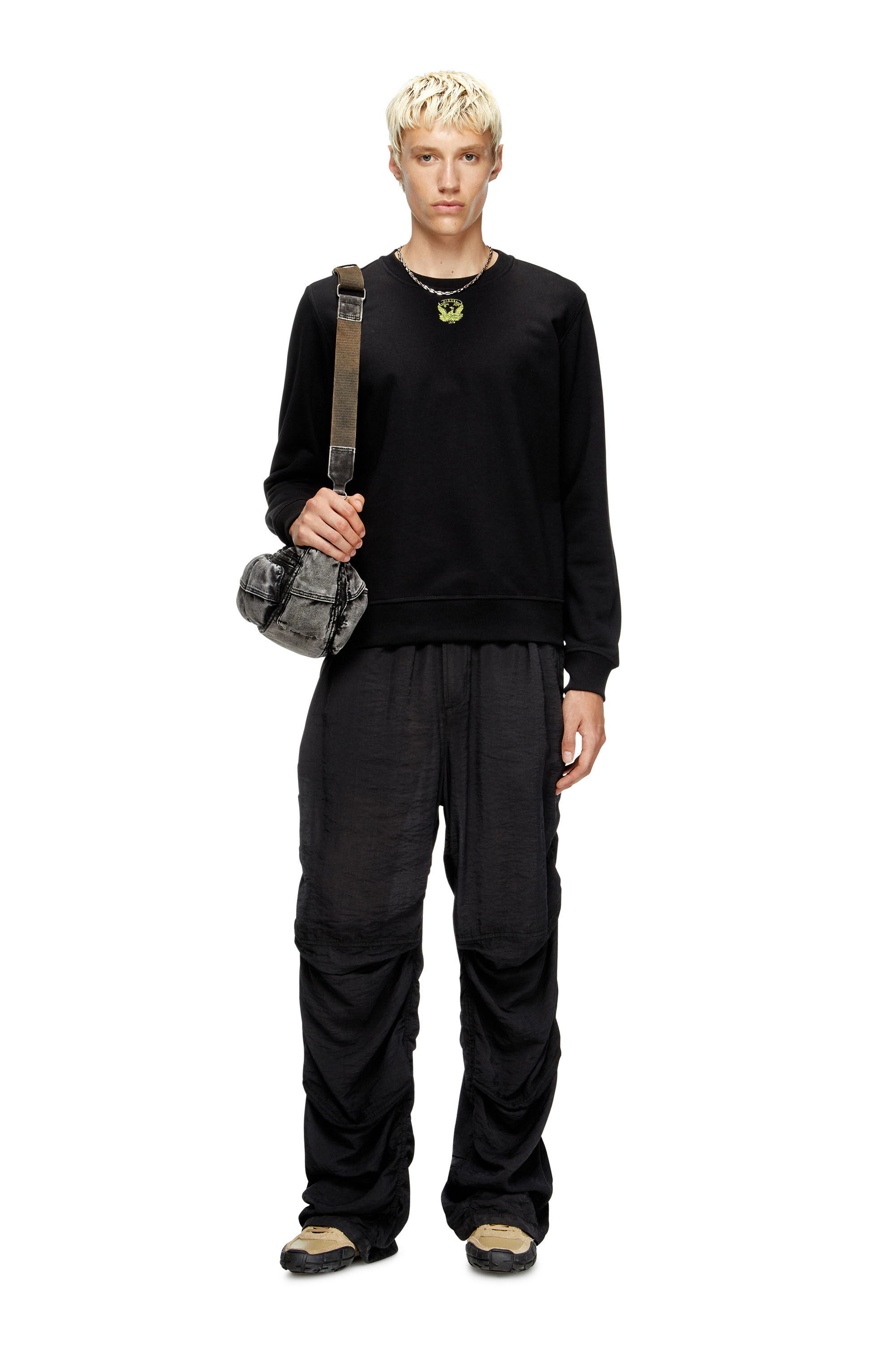 Diesel - S-GINN-T1, Herren Sweatshirt mit gesticktem Phoenix in Schwarz - 3