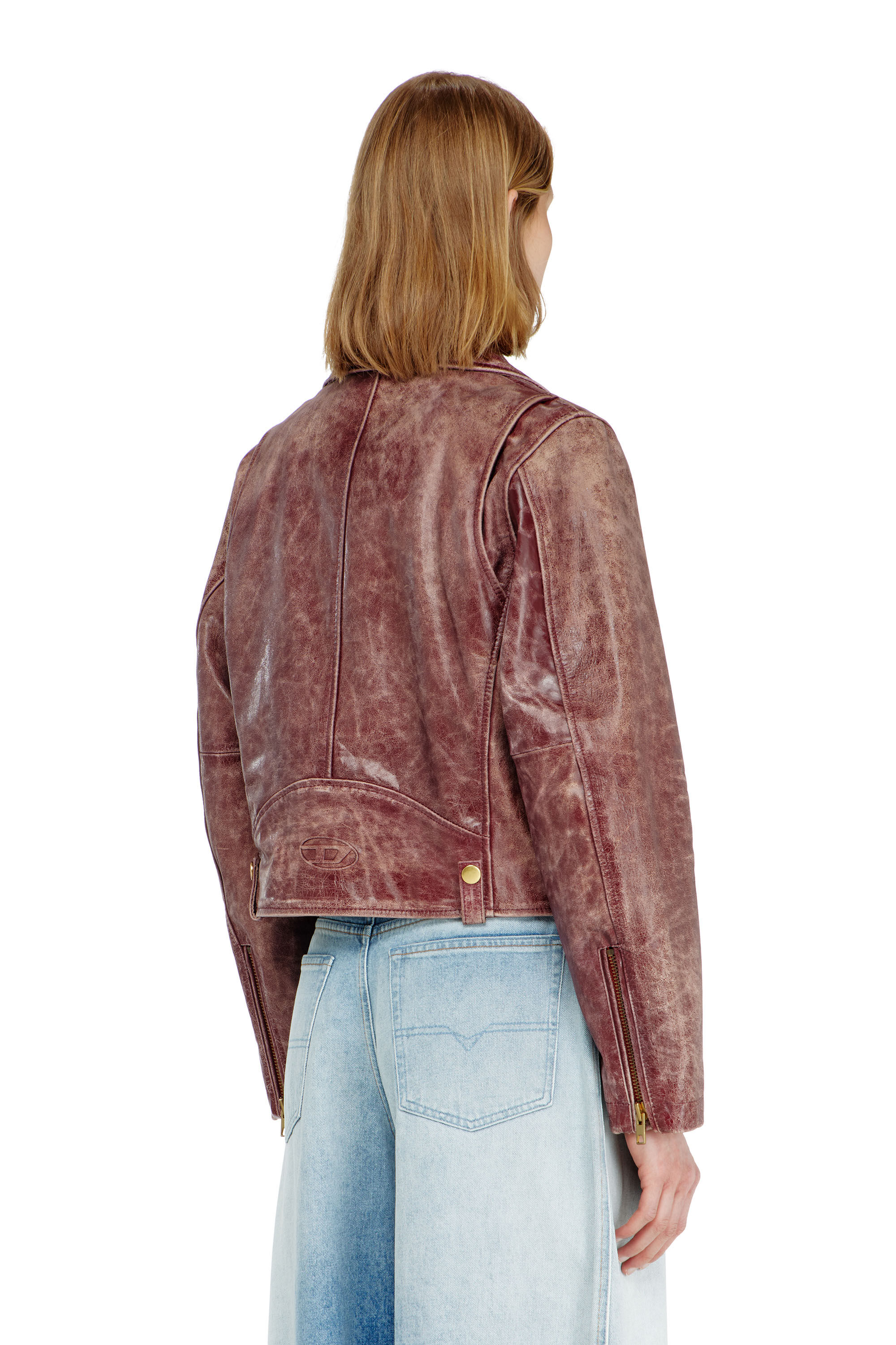 Diesel - L-UNATIC-T1, Damen Biker-Jacke aus behandeltem Leder in null - 4