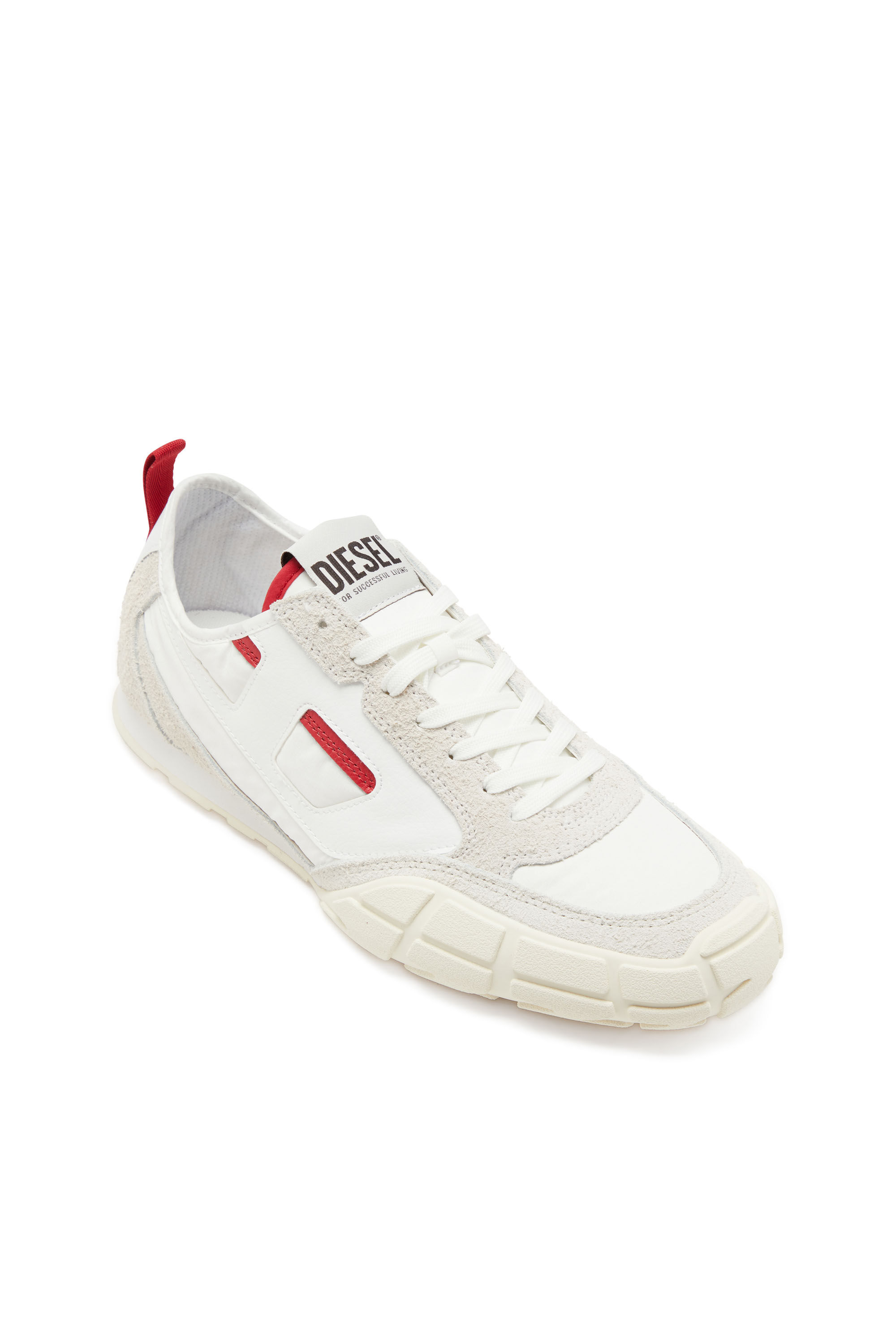 Diesel - S-PAGODHA LOW, Herren Sneakers aus Leder, Wildleder und Ripstop in Weiss/Rot - 6