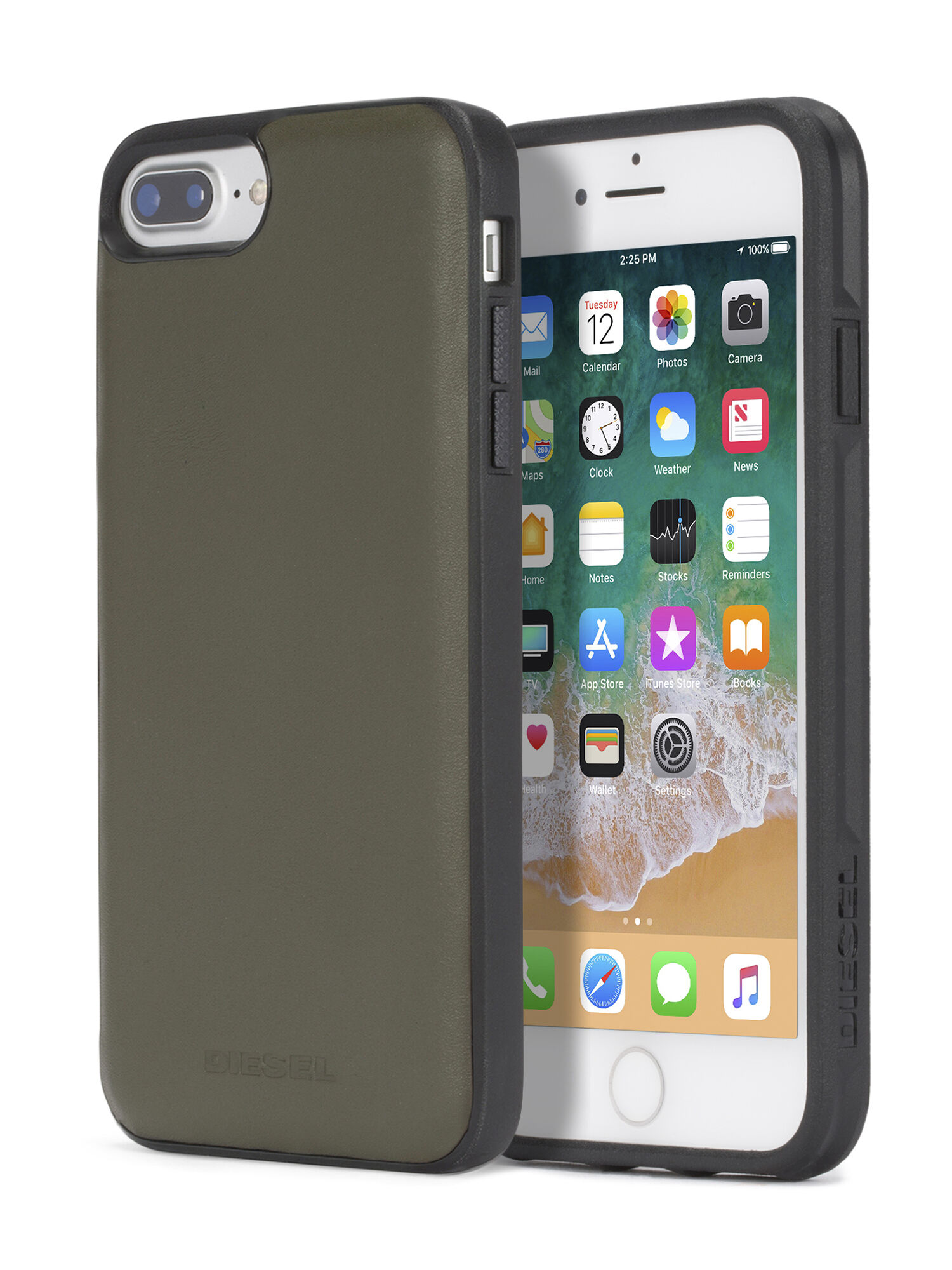 Diesel - OLIVE GREEN LEATHER IPHONE X CASE, Unisex Schutzhülle aus olivgrünem Leder, iPhone X in Olivgrün - 1