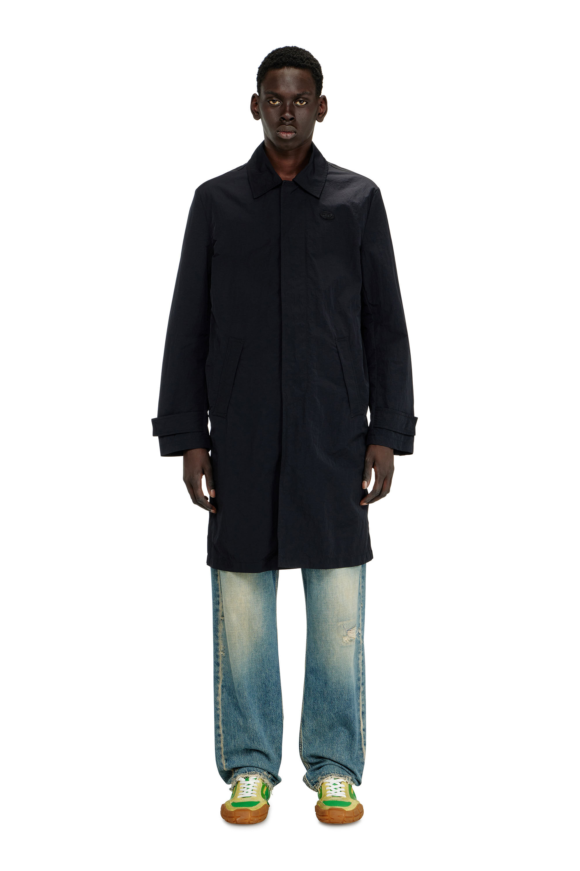 Diesel - J-BURHAT, Herren Nylonmantel mit gl&auml;nzendem Crinkle-Finish in Schwarz - 3