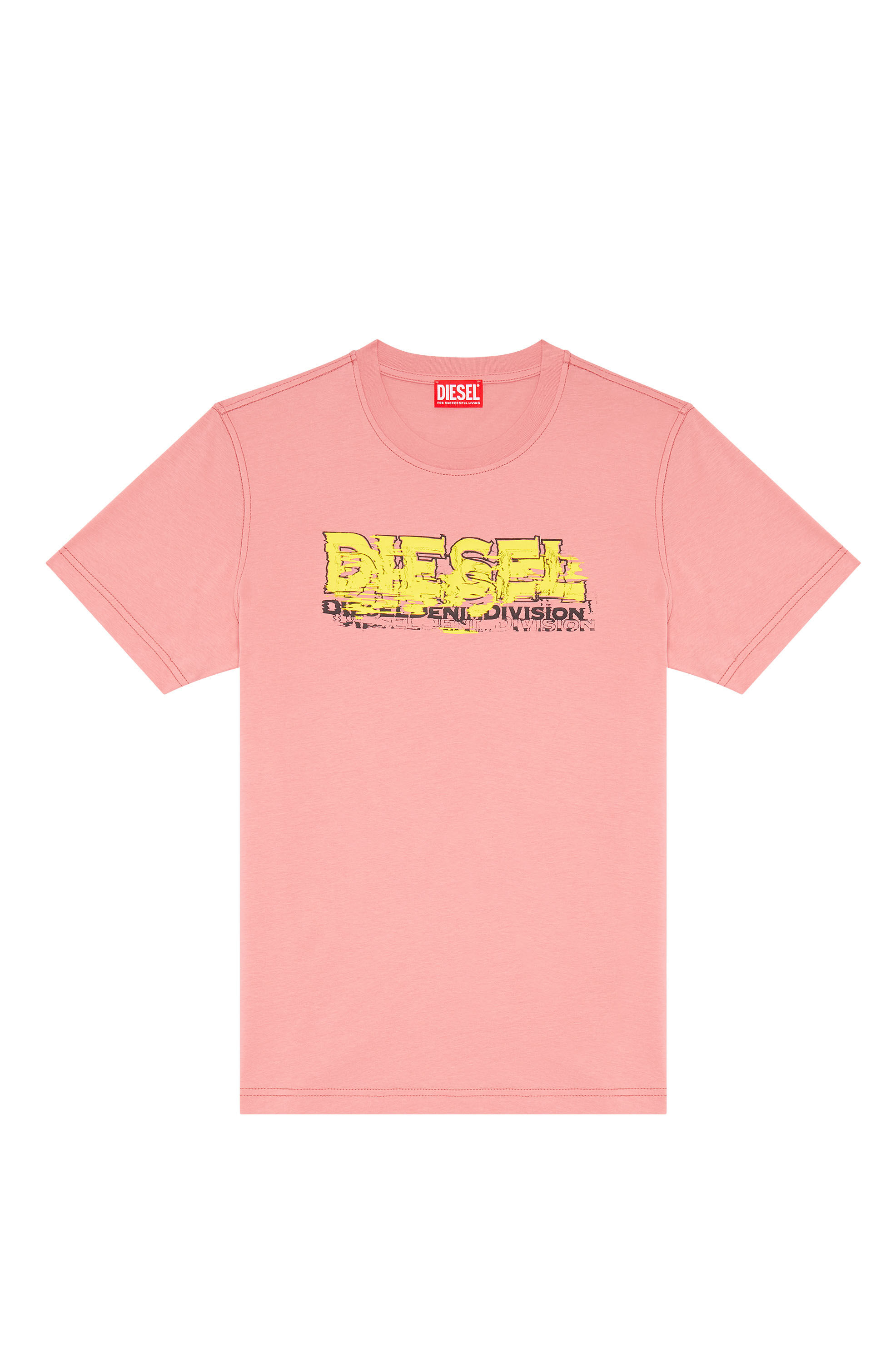 Diesel - T-DIEGOR-K70, Herren T-Shirt mit verzerrtem Logo in Rosa - 1