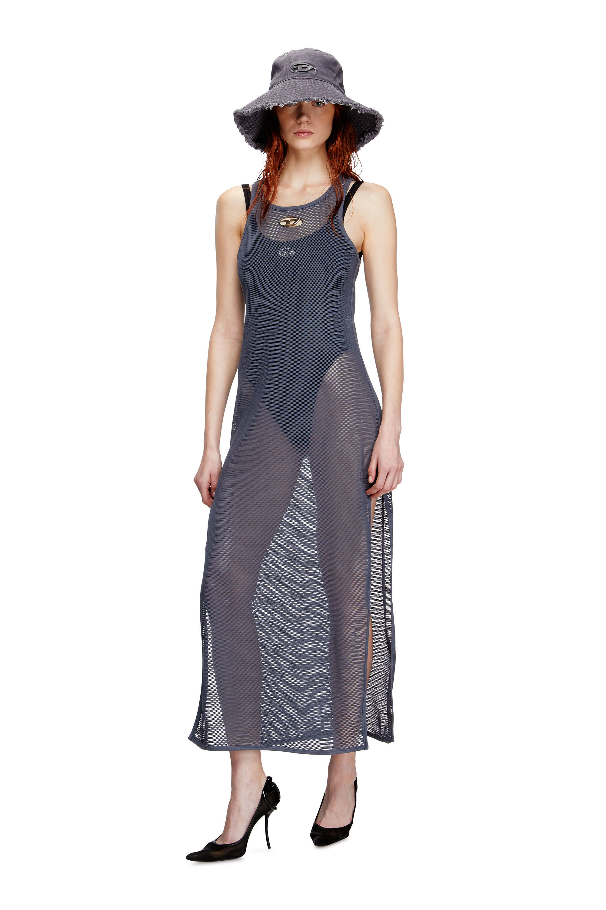 Diesel - JENNIFER-UTLT, Damen Strand-Kleid aus Mesh in Grau - 1