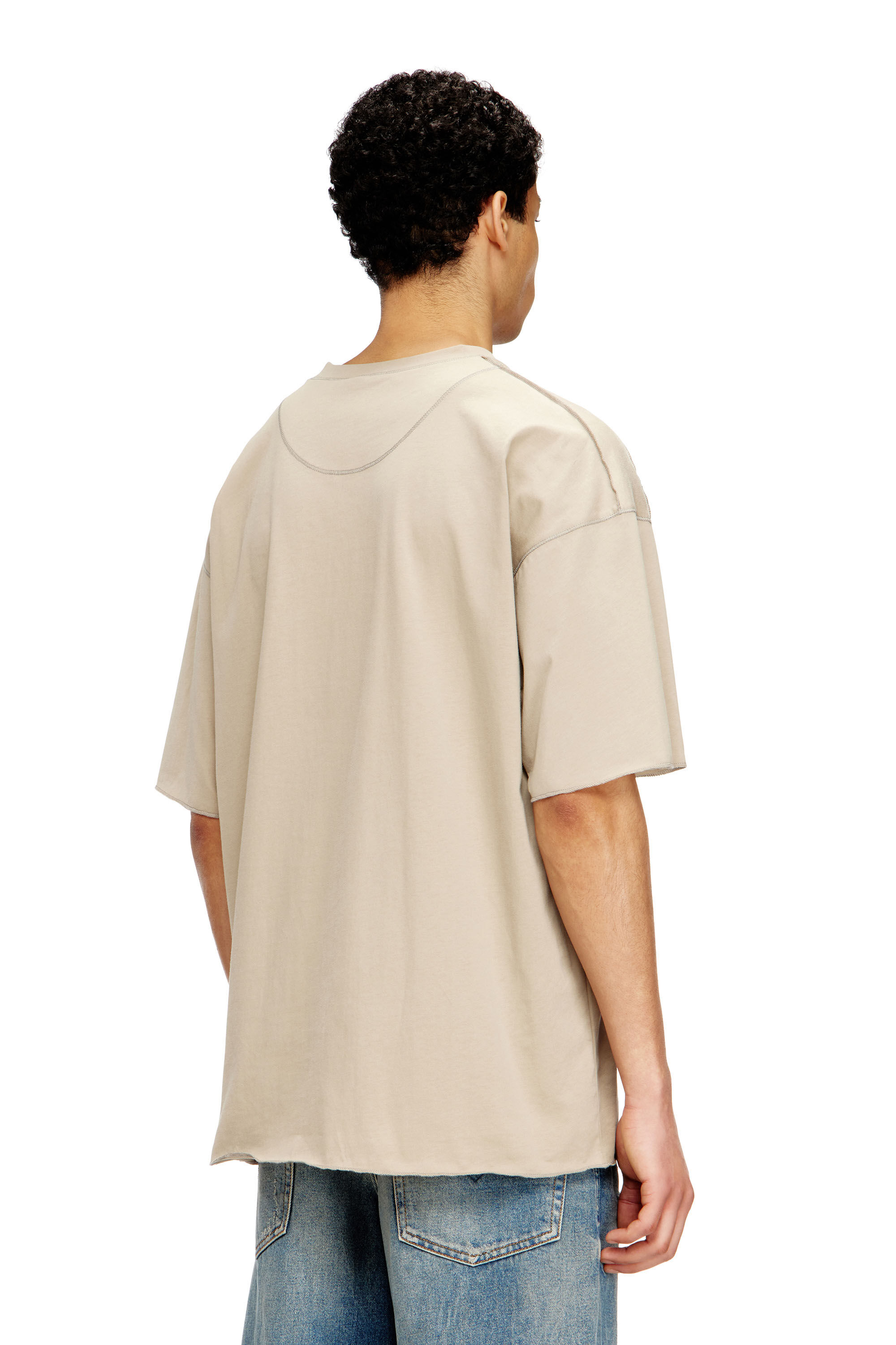 Diesel - T-CRAHOR-BOXT-T1, Herren Baumwoll-T-Shirt mit Mikrostickerei in Beige - 4