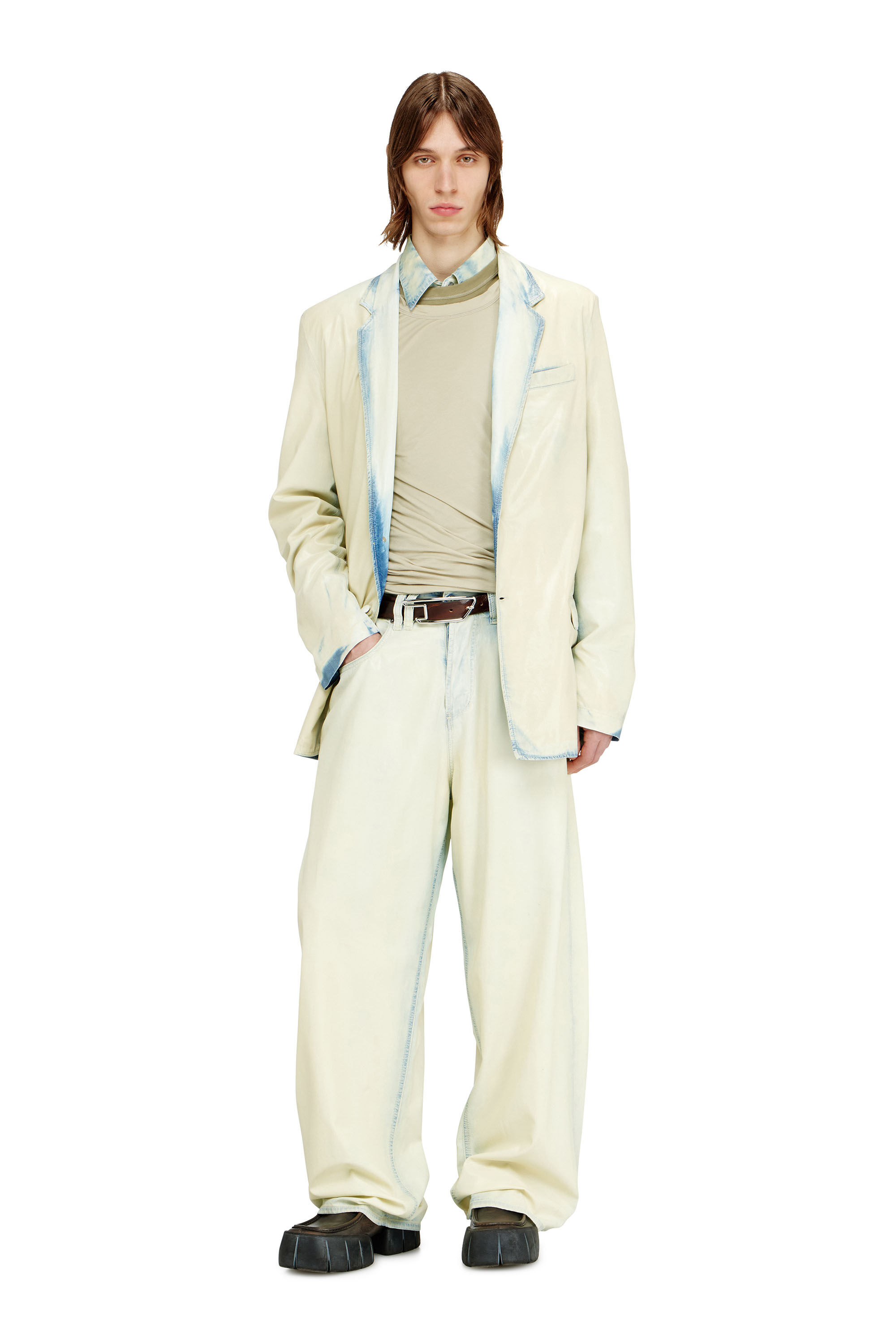 Diesel - D-NIVALE-FSI, Herren Blazer aus flie&szlig;endem X-Ray-Bleach-Denim in Hellblau - 1