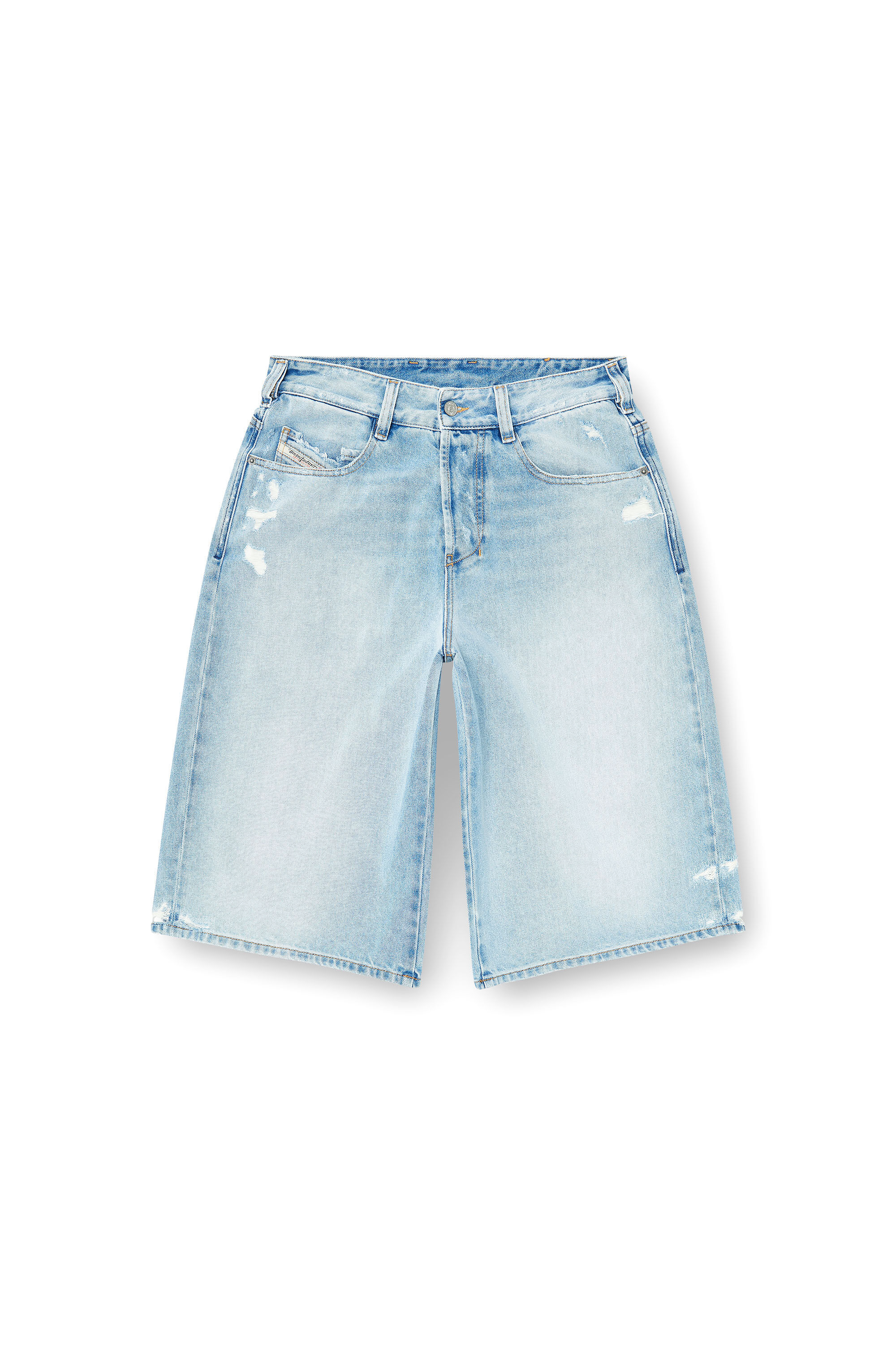 Diesel - D-ENIM-M-SHORT, Unisex Shorts aus Denim mit Destroyed-Effekt in Hellblau - 2
