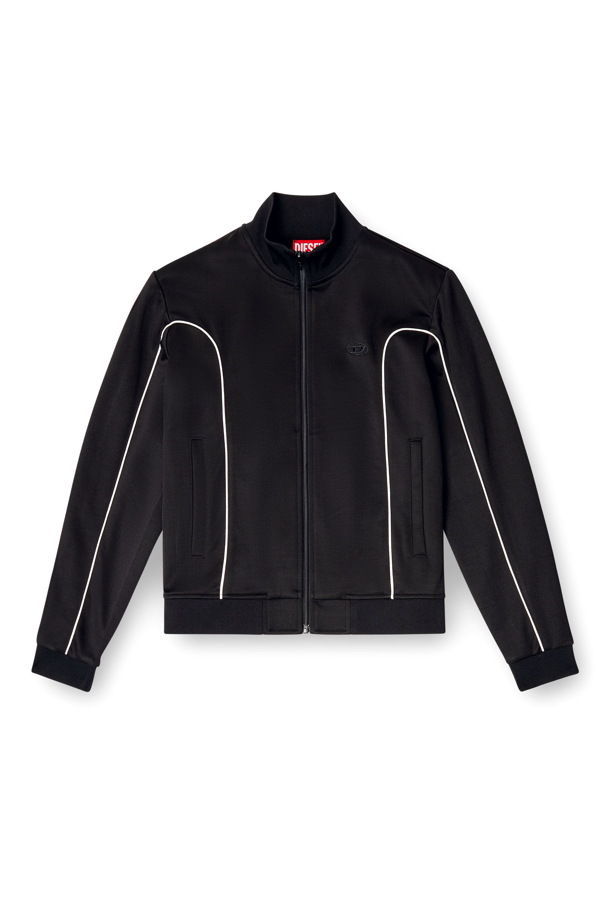 Diesel - F-LOCKING-OD, Damen Sweatjacke mit Kontrastpaspel in Schwarz/Weiss - 2