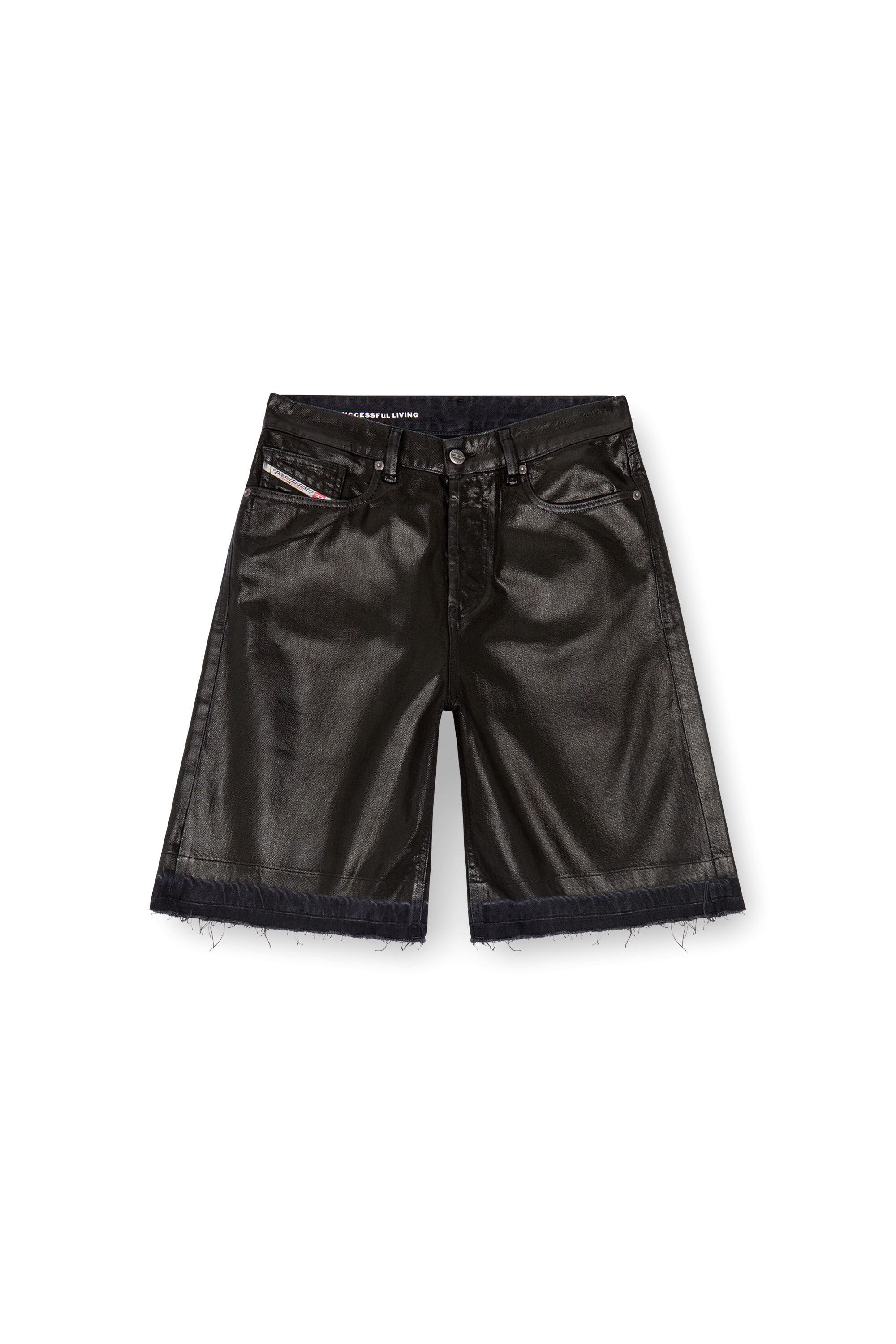 Diesel - DE-SIRE-SHORT, Damen Shorts aus beschichtetem Tailoring-Denim in Schwarz - 2