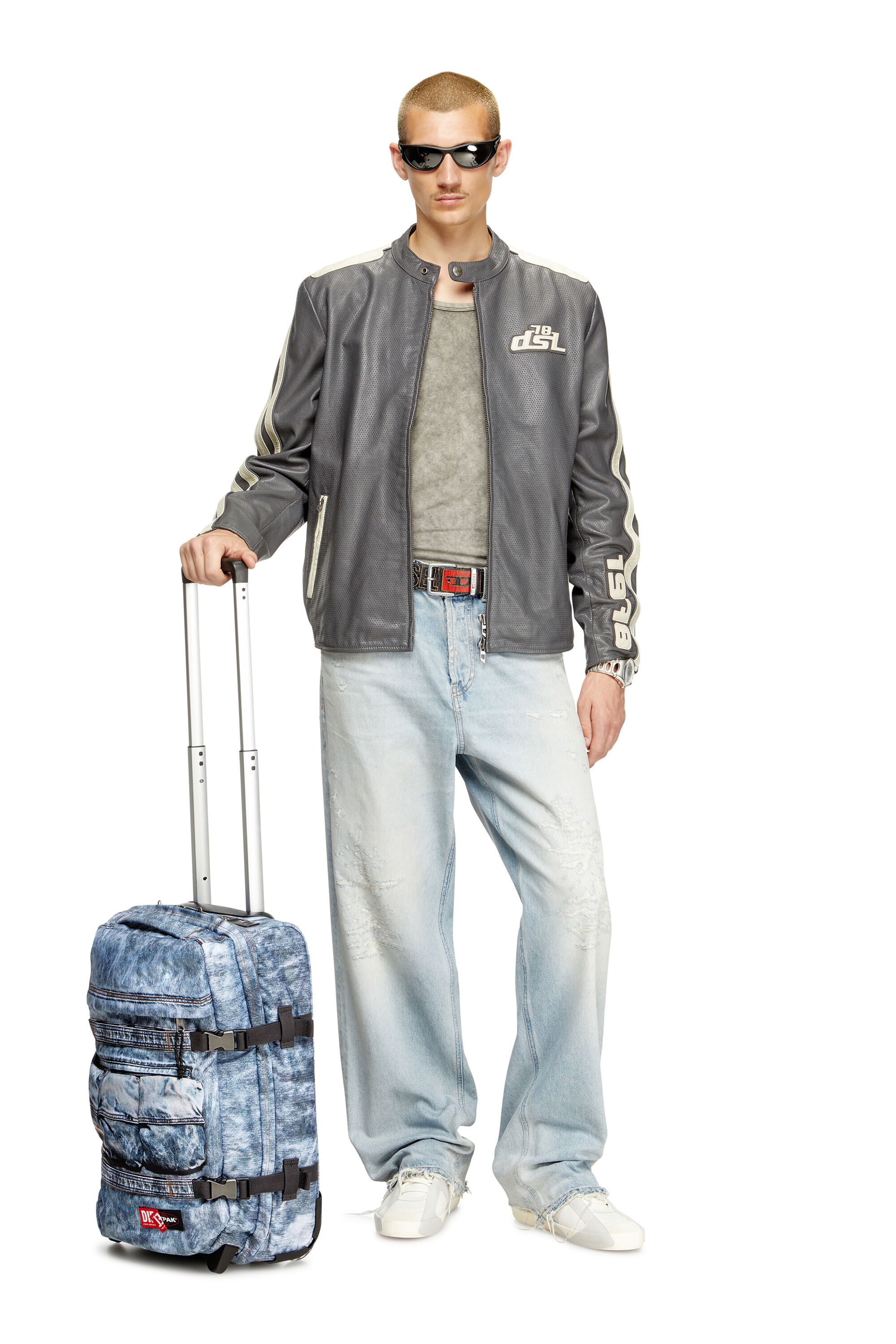 Diesel - DIESEL TRANSIT'R S, Unisex Kabinentasche aus Trompe l'œil-Denim in Blau - 6