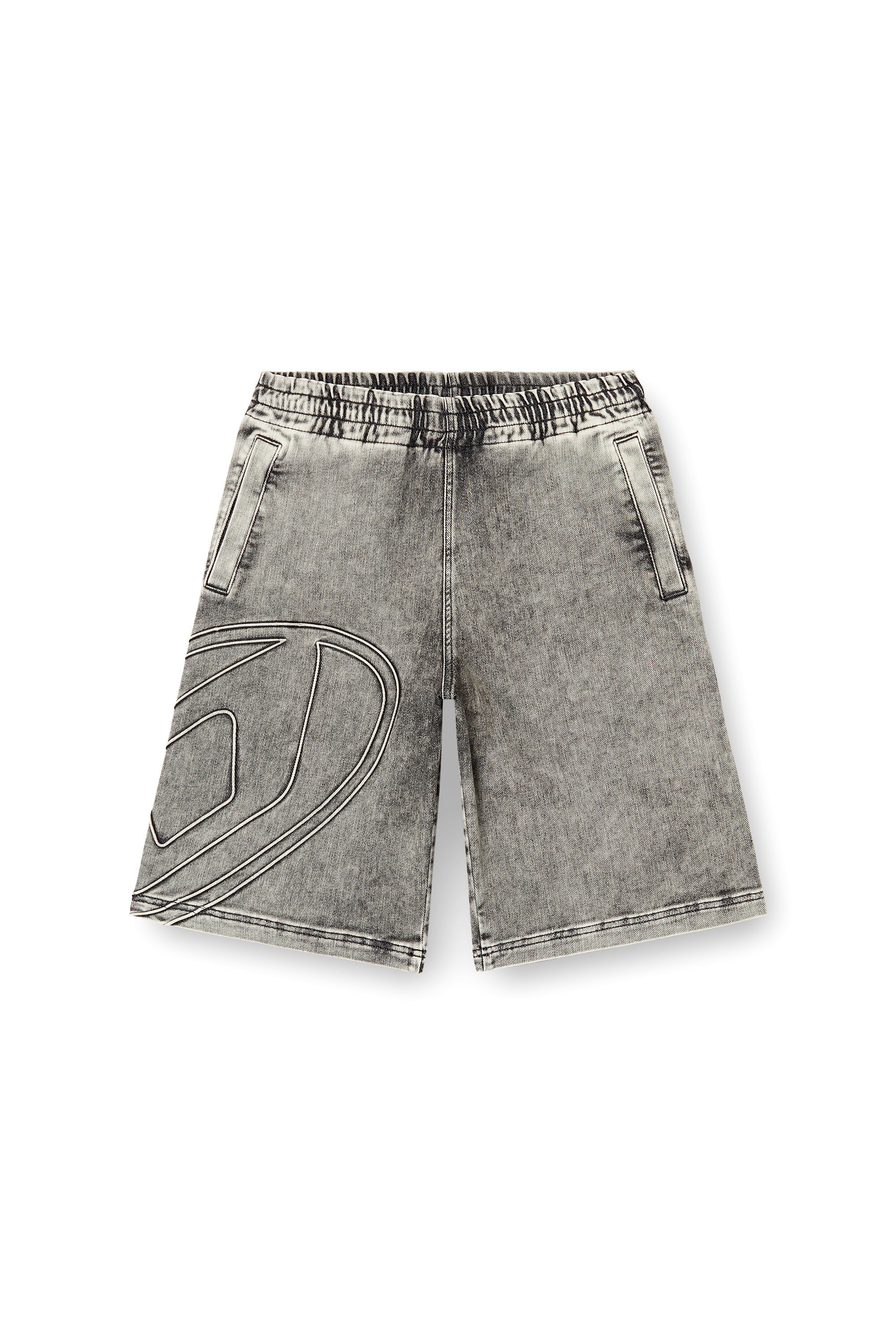 Diesel - D-ENNY-S TRACK, Unisex Bermudas aus Track Denim mit Oval D in Grau - 2