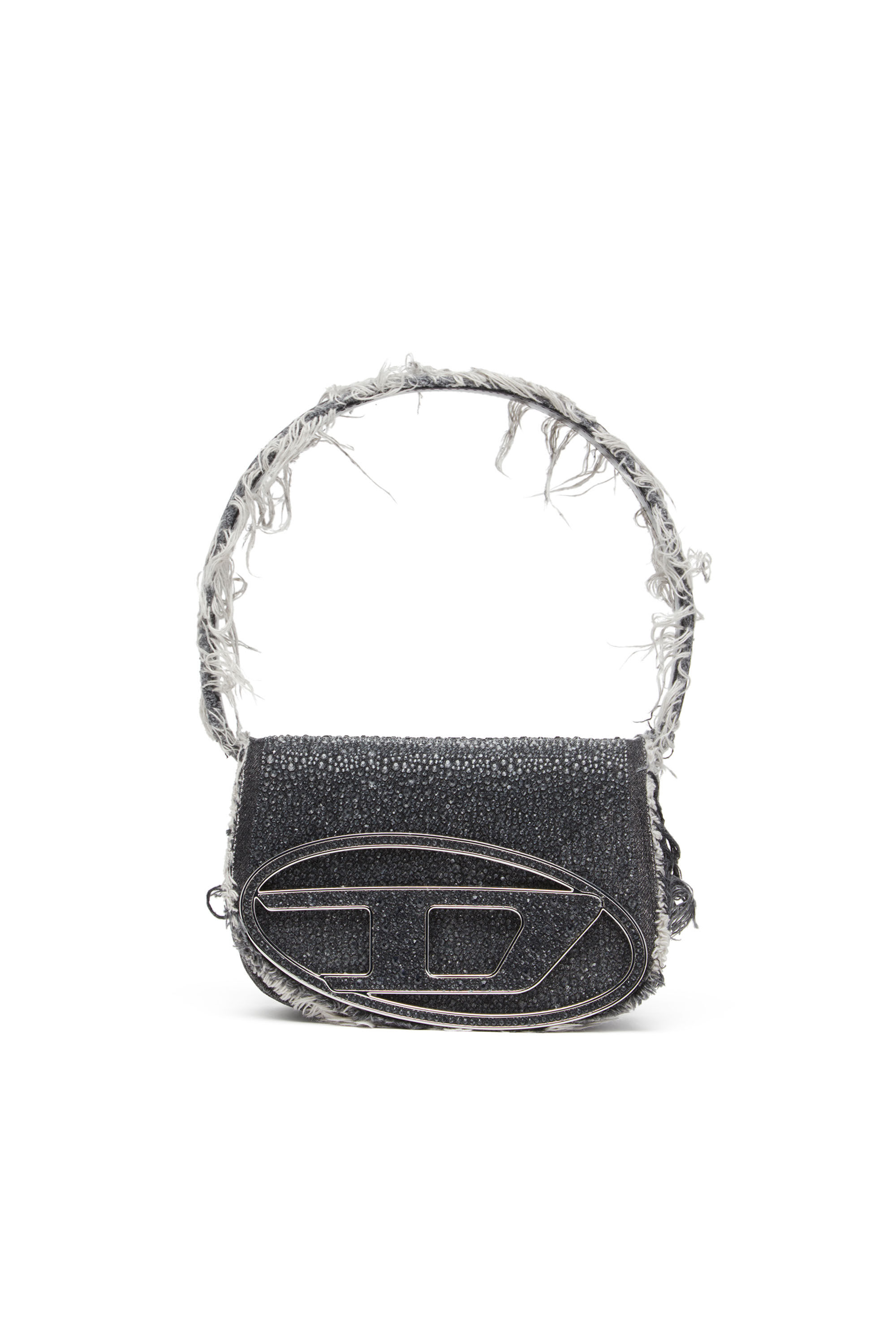 Diesel - 1DR, Damen 1DR-Ikonische Schultertasche aus Denim mit Strass in Schwarz - 1