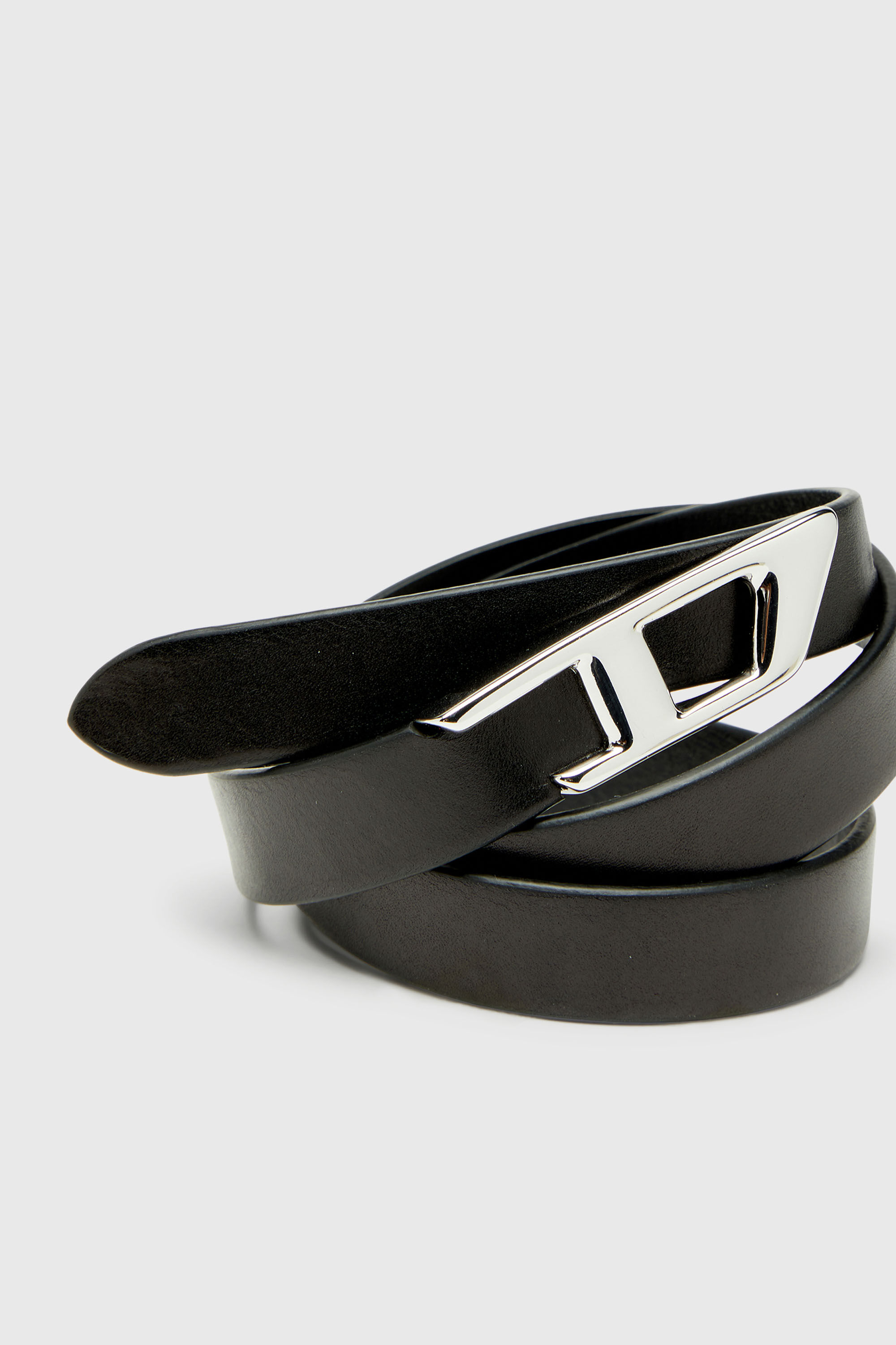 Diesel - B-D LOGO 2.0 20, Damen 2 cm Lederg&uuml;rtel mit D-Schnalle aus Metall in Schwarz - 3