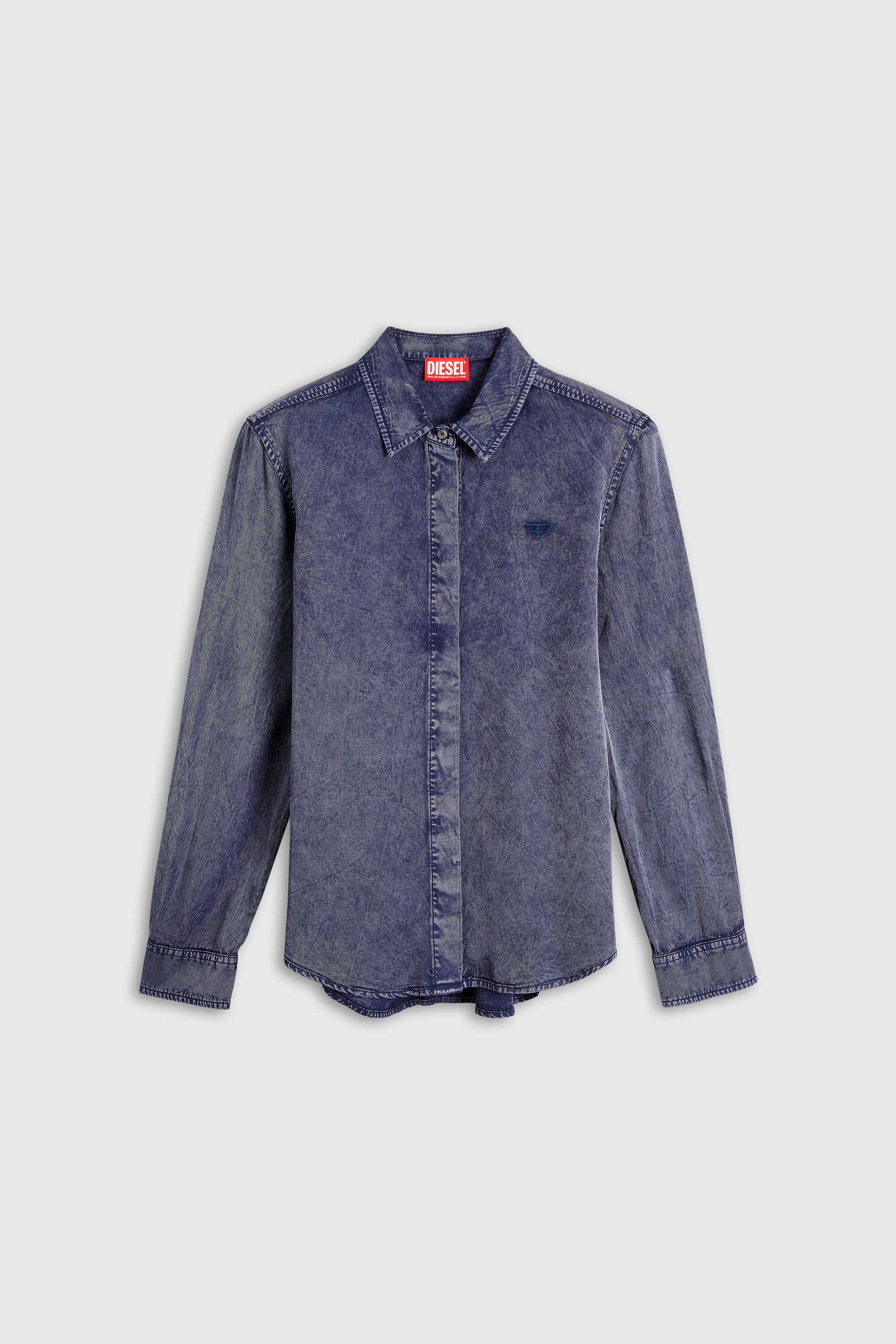 Diesel - C-RONORY-B2, Damen Flie&szlig;endes Hemd aus Viskose in Denim-Optik in Dunkelblau - 2