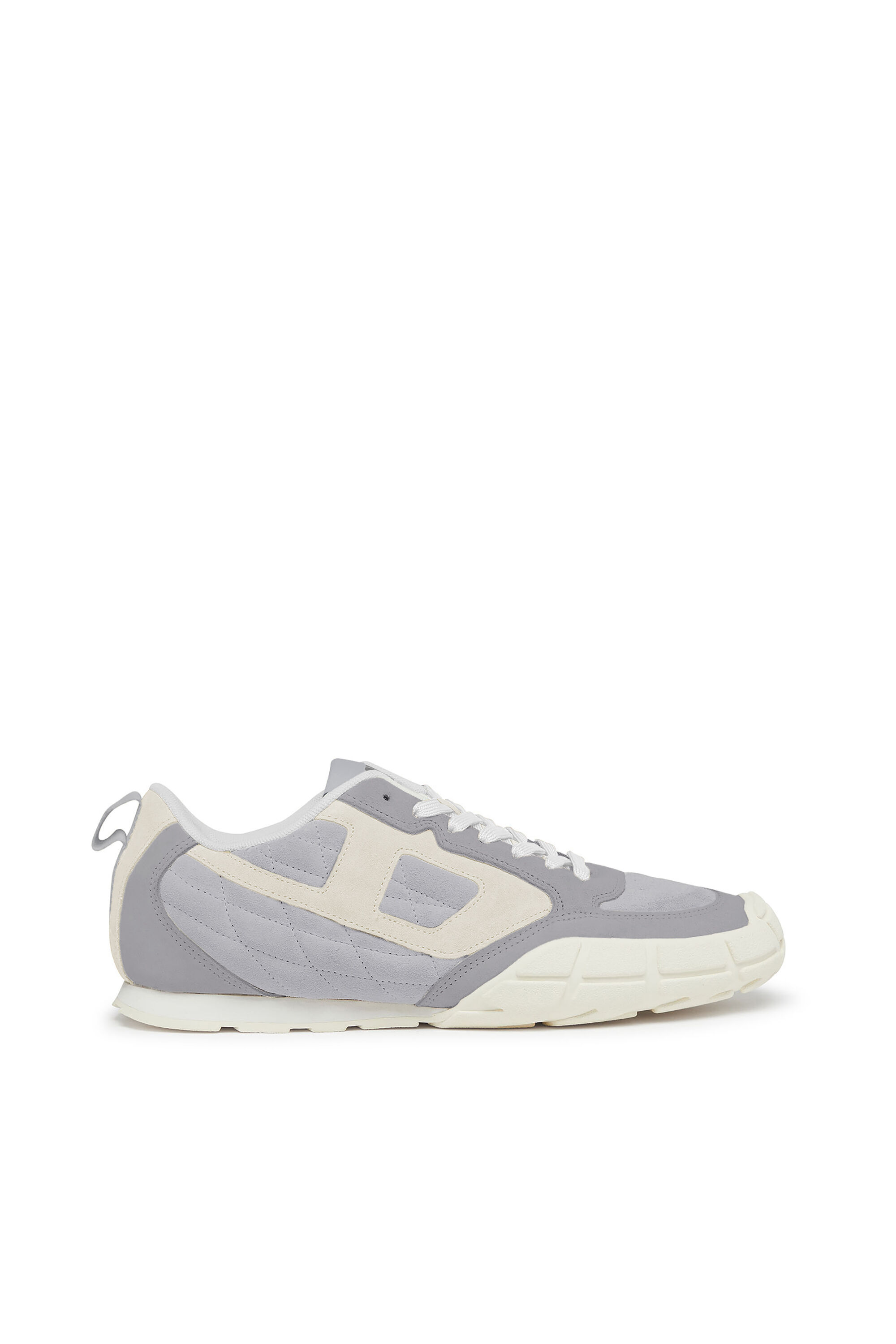 Diesel - S-PAGODHA LOW, Herren S-Pagodha-Gesteppte Wildleder-Sneaker in Grau/Weiß - 1